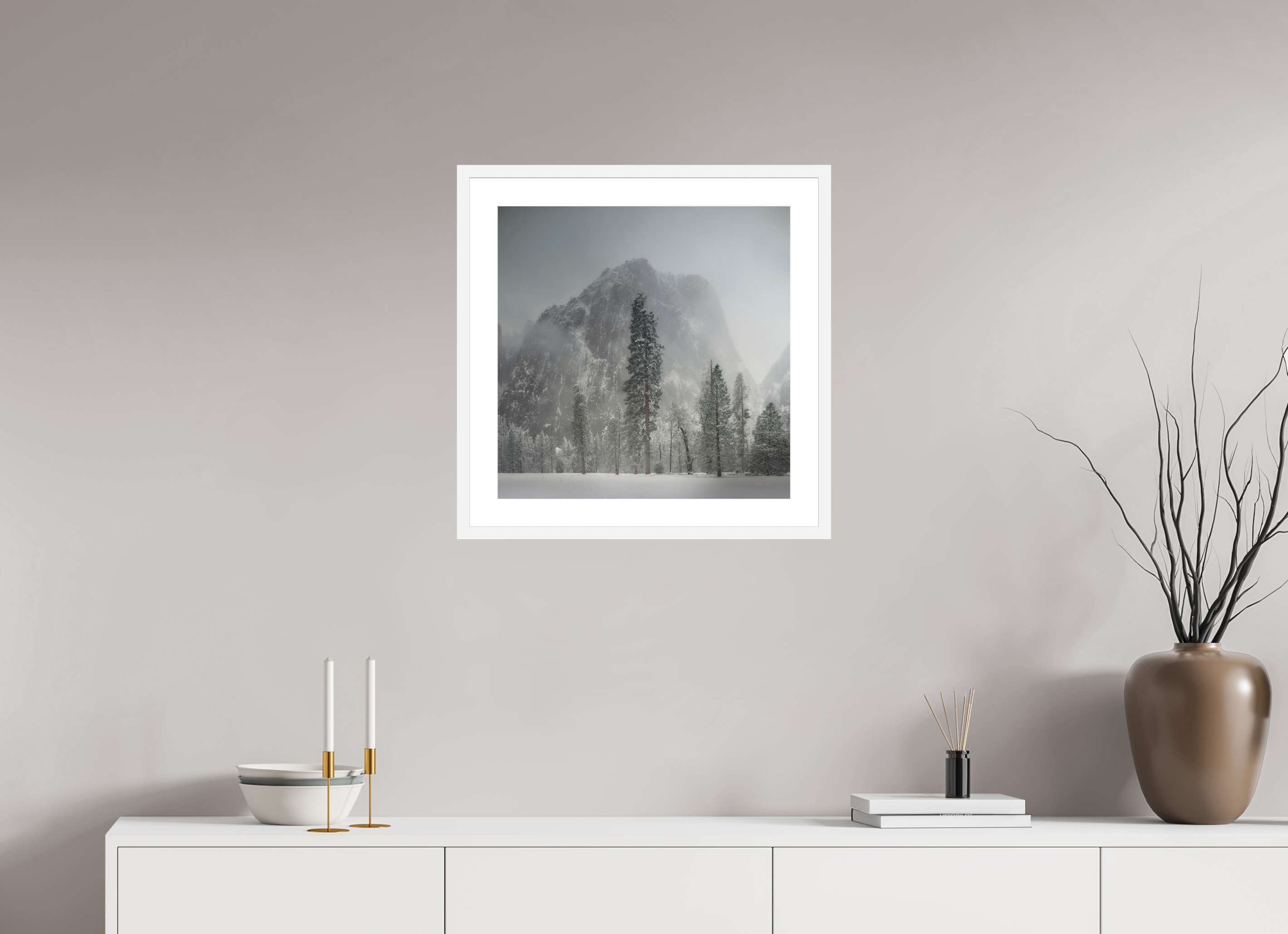 20 x 20″, Passe-Partout White Frame Winter Is Here