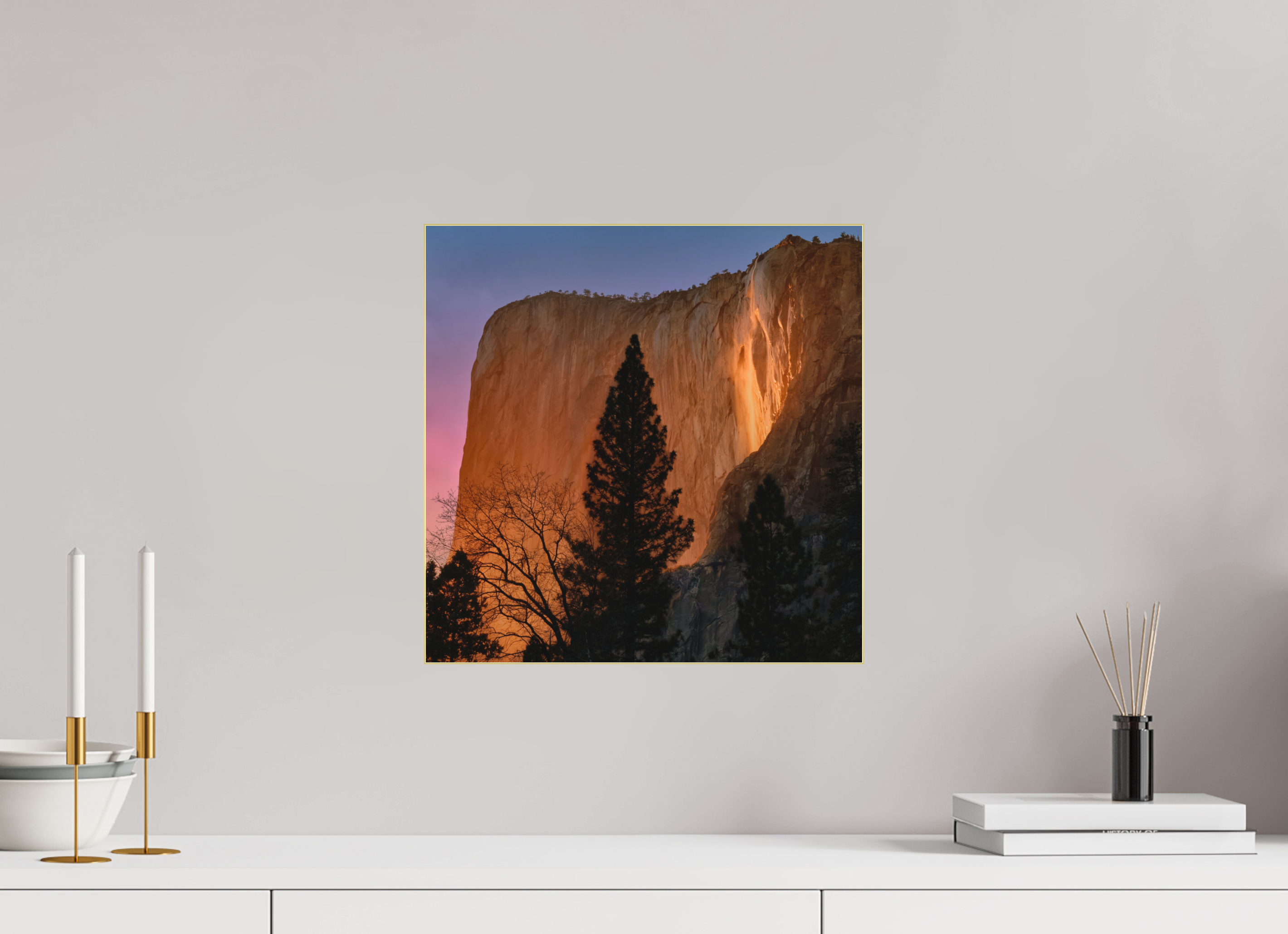 15 x 15″, Bonded Acrylic Gold Frame Horsetail Fall 2025