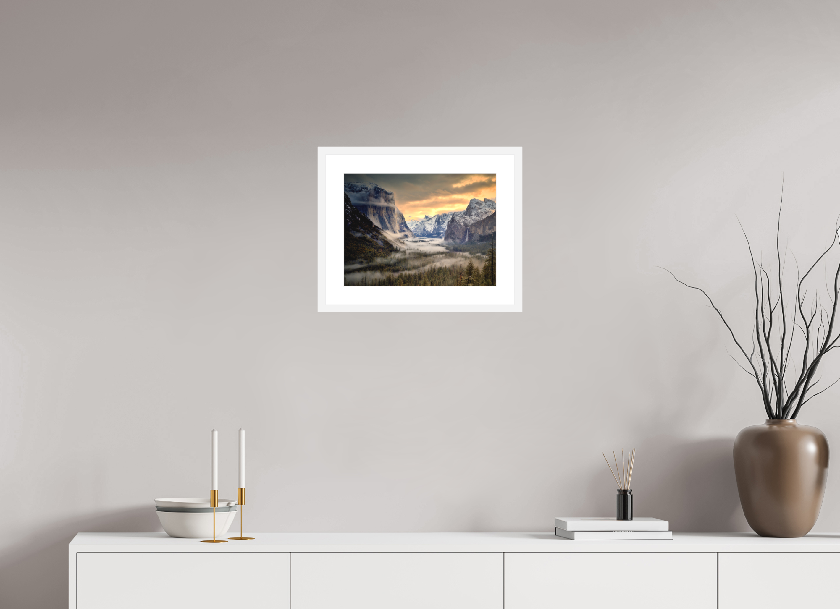 16 x 12″, Passe-Partout White Frame Tunnel View Winter Dawn