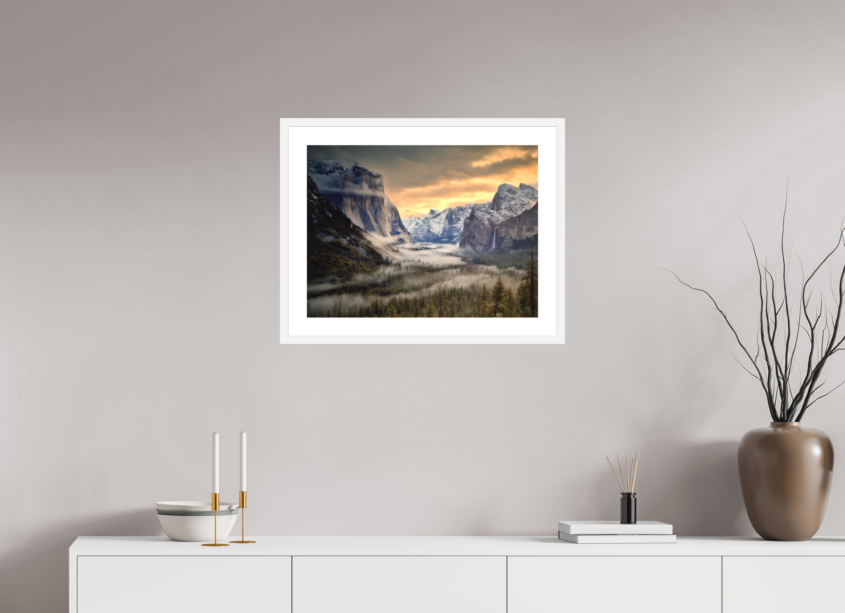 24 x 18″, Passe-Partout White Frame Tunnel View Winter Dawn