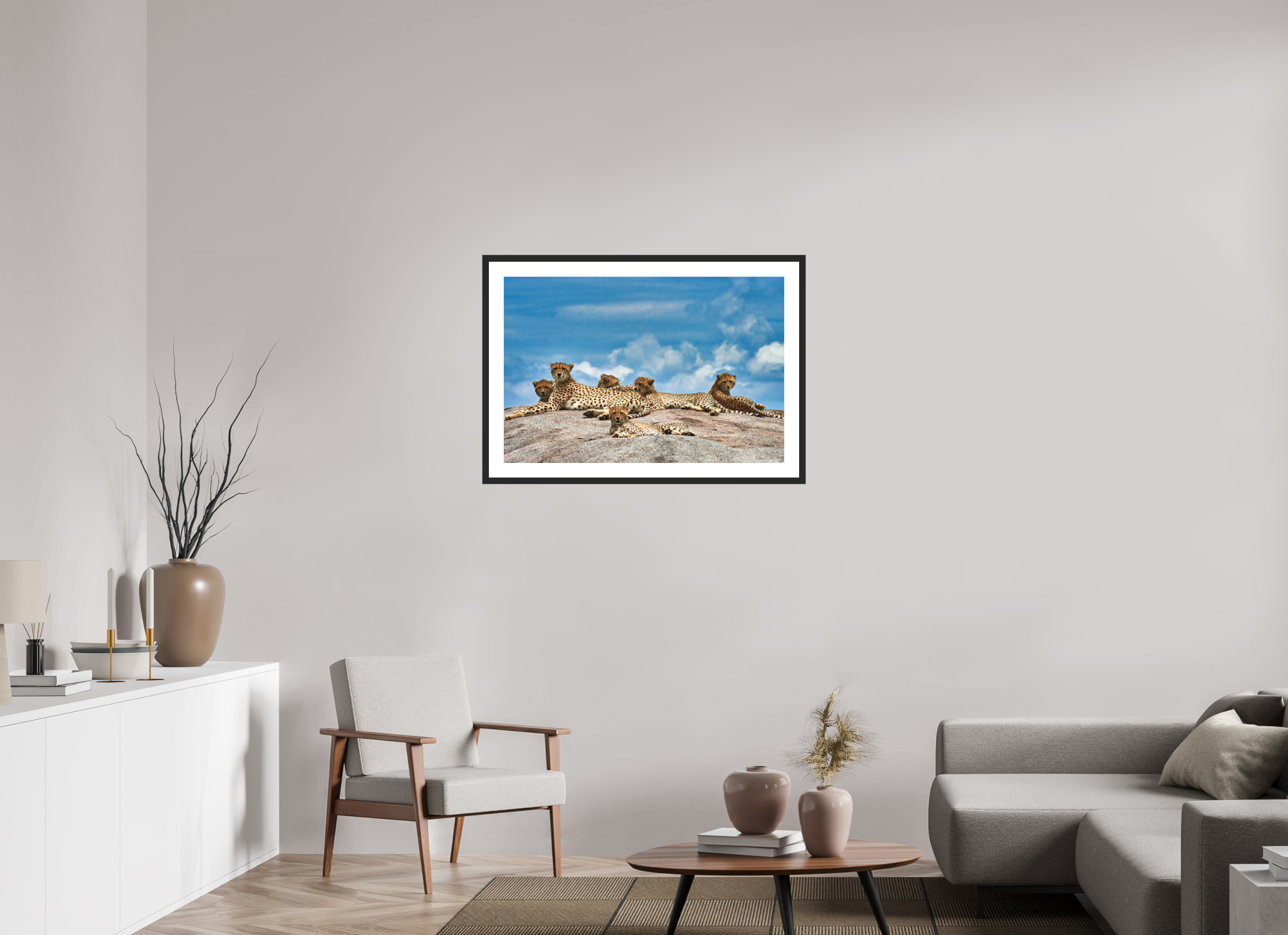 36 x 24″, Passe-Partout Black Frame Super Mom & Cubs