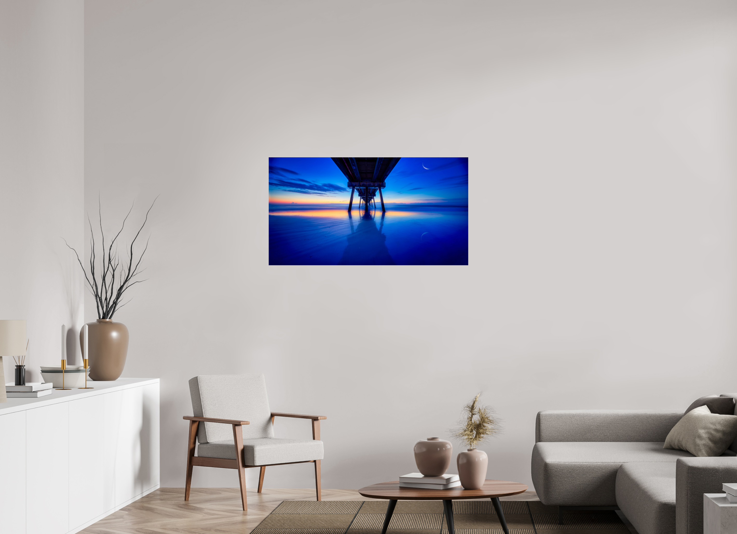 44.4 x 24″, Giclée Alu-Dibond Dawn at The Jax Pier