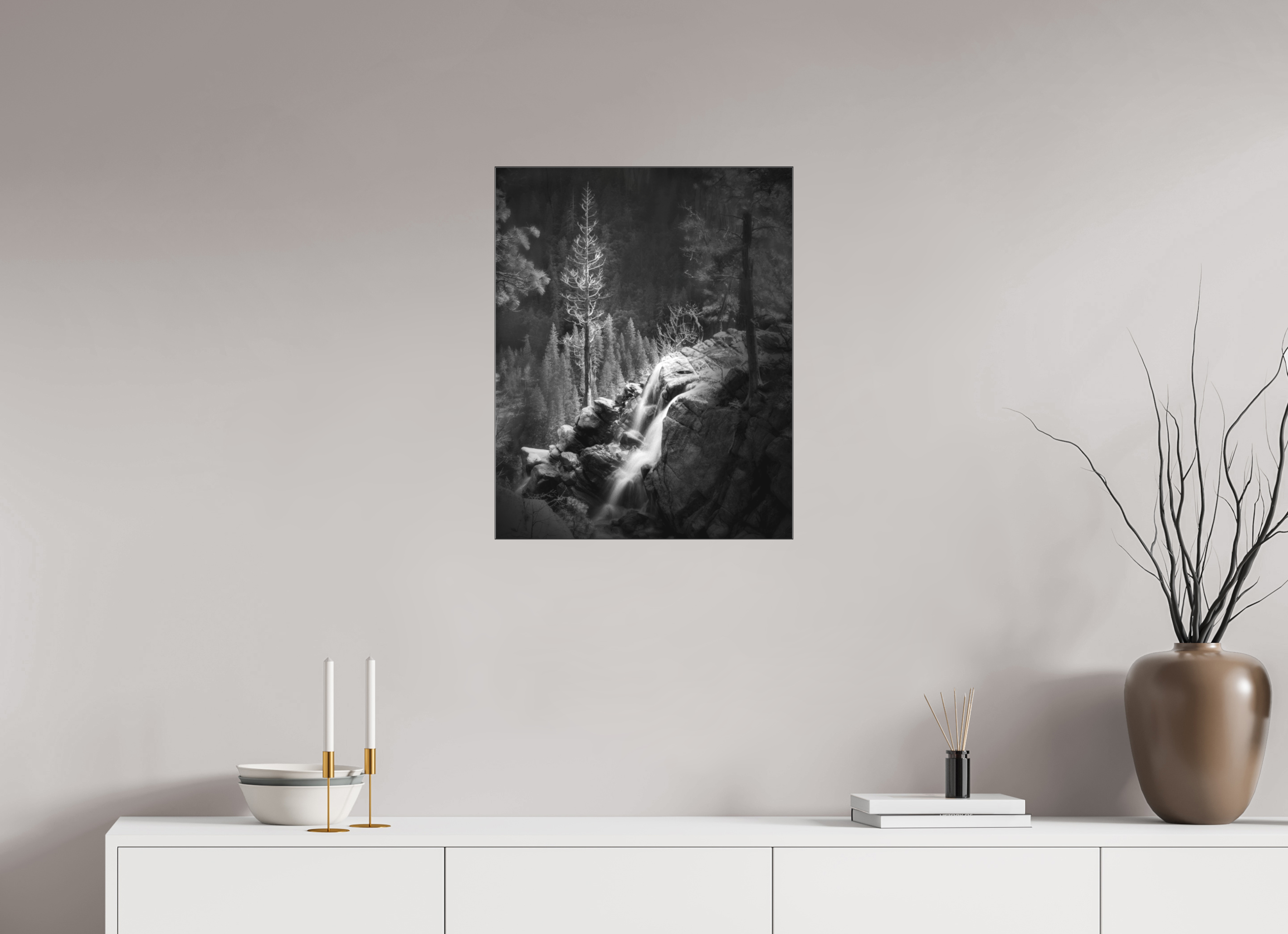 20 x 25″, Bonded Acrylic Black Frame Lucidum: Yosemite's Cascade Creek