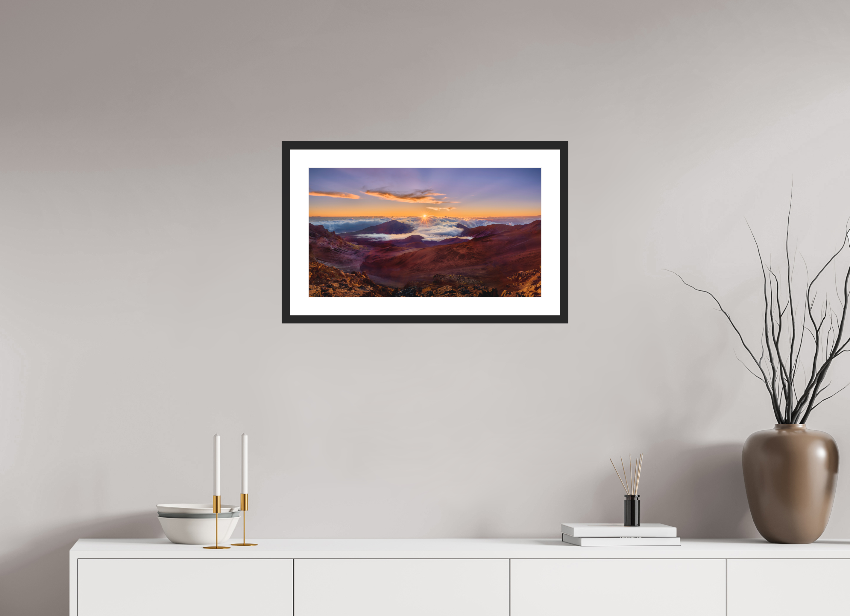 24 x 13.5″, Passe-Partout Black Frame Haleakala Daybreak