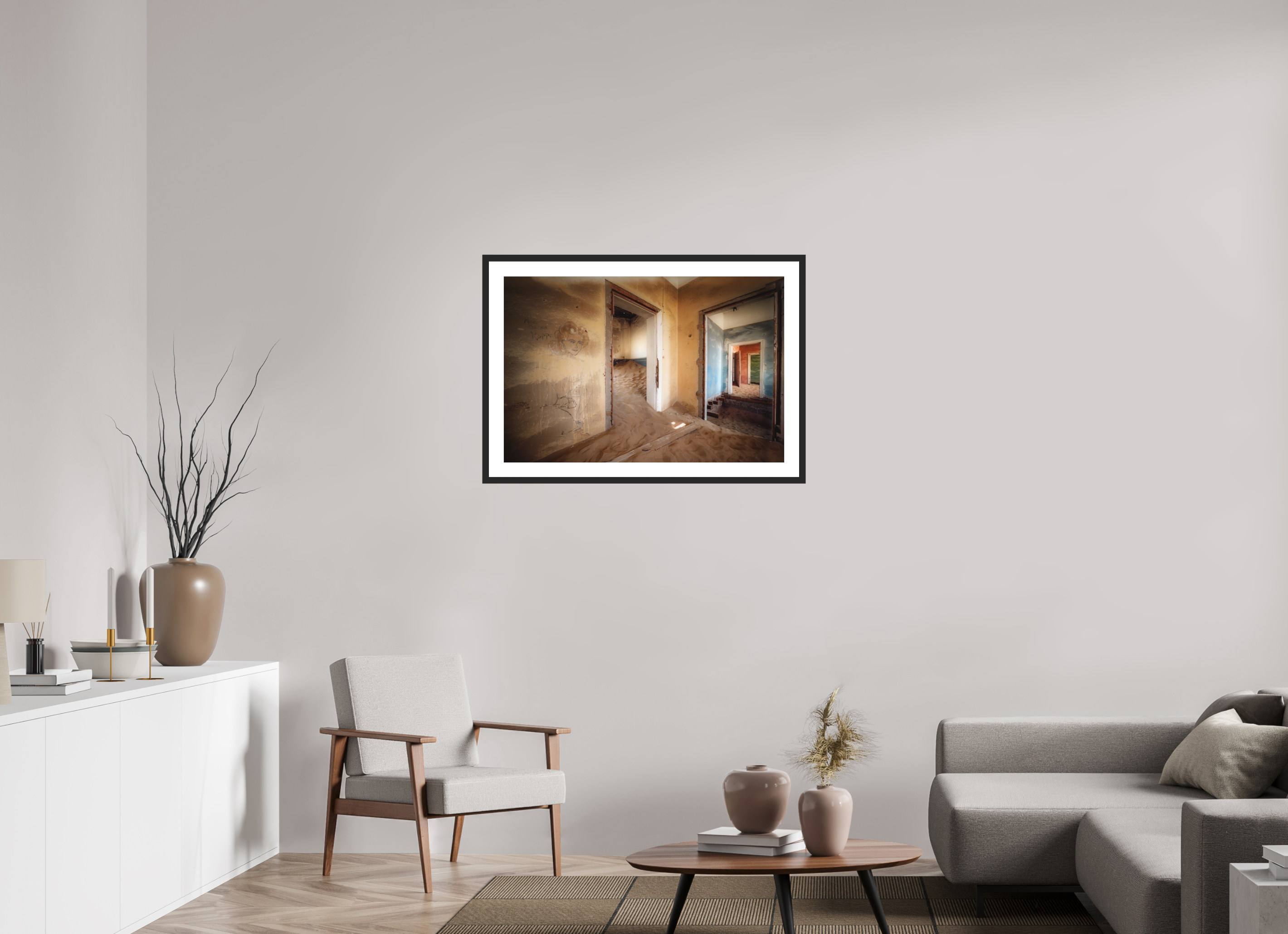 36 x 24″, Passe-Partout Black Frame Lost Dreams of Kolmanskop