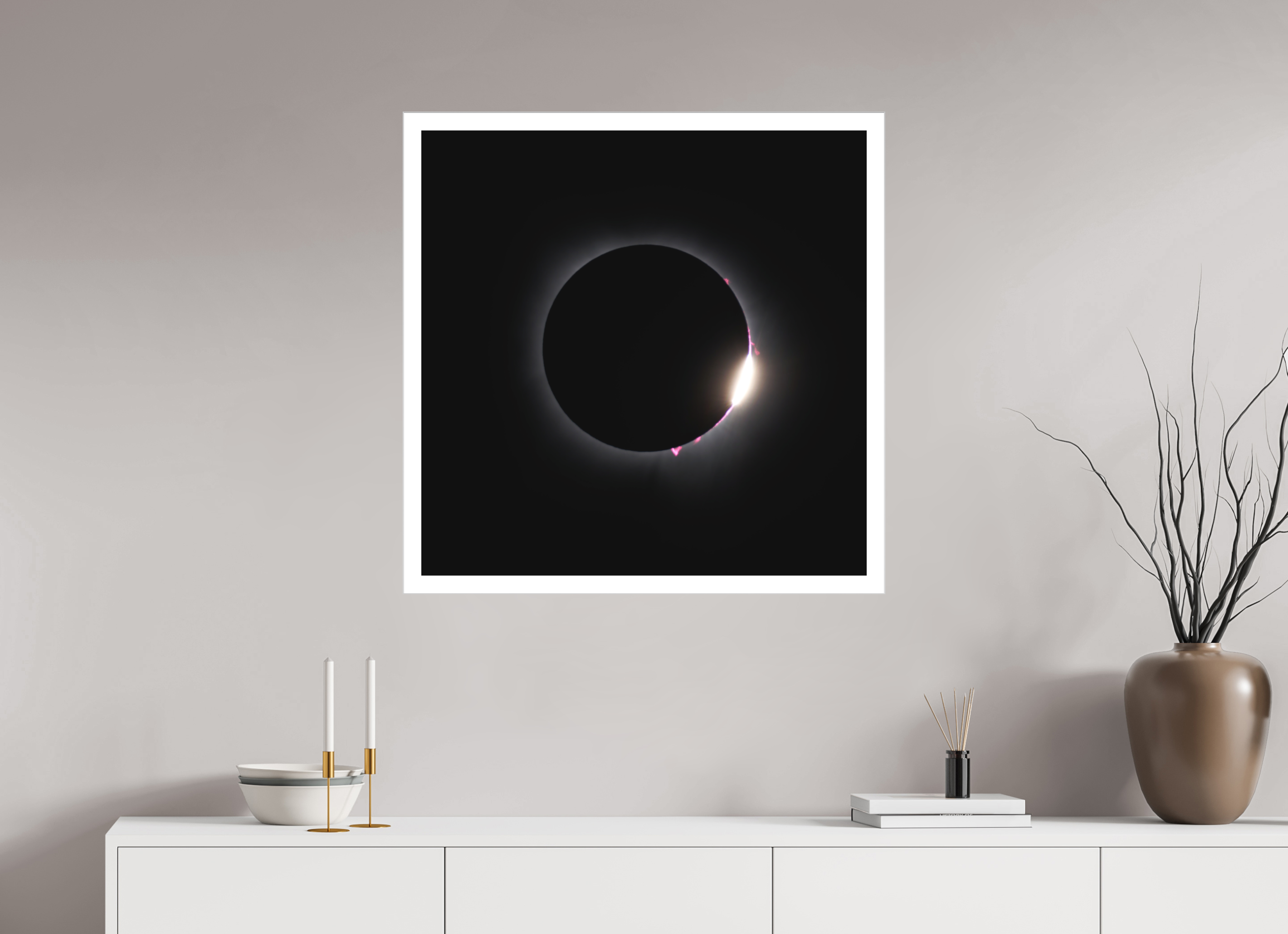 30 x 30″, Fine Art Bonded Acrylic 2024 Eclipse: Diamond Ring & Baily's Beads [OLD]