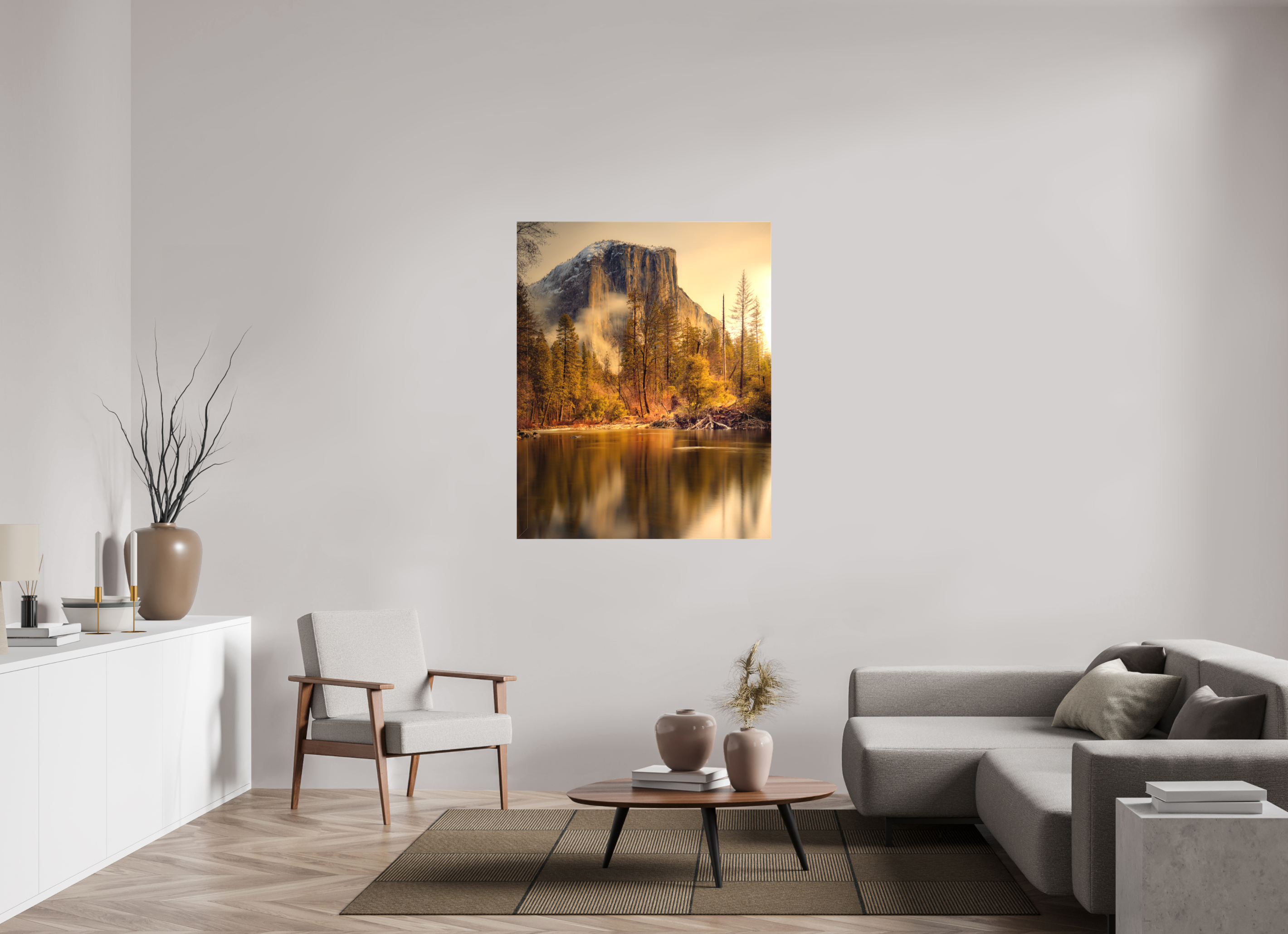 40 x 50″, Fine Art Textile Winter Sunrise At El Capitan