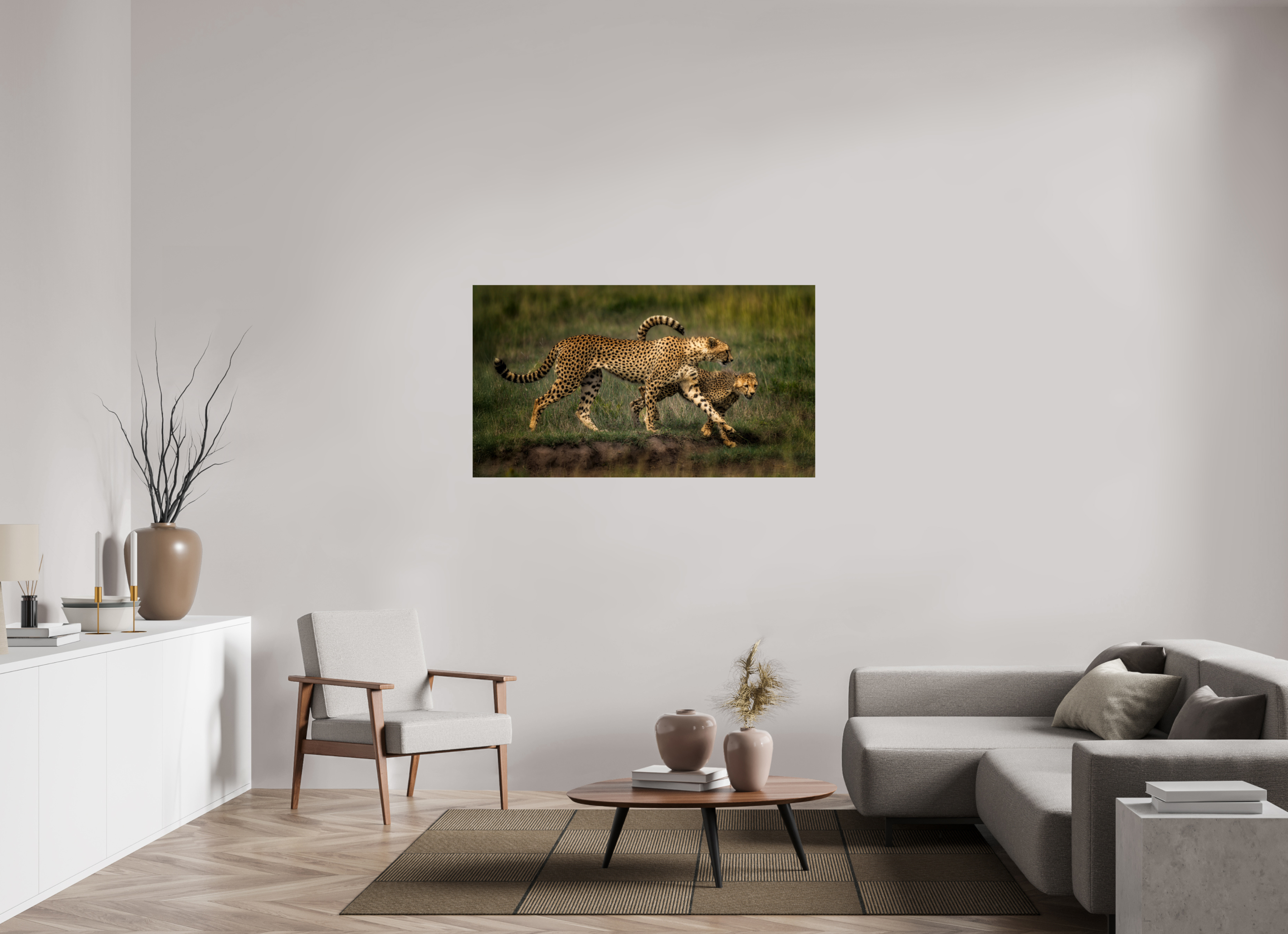 55 x 30.9″, Giclée Alu-Dibond Mother & Son on the Serengeti