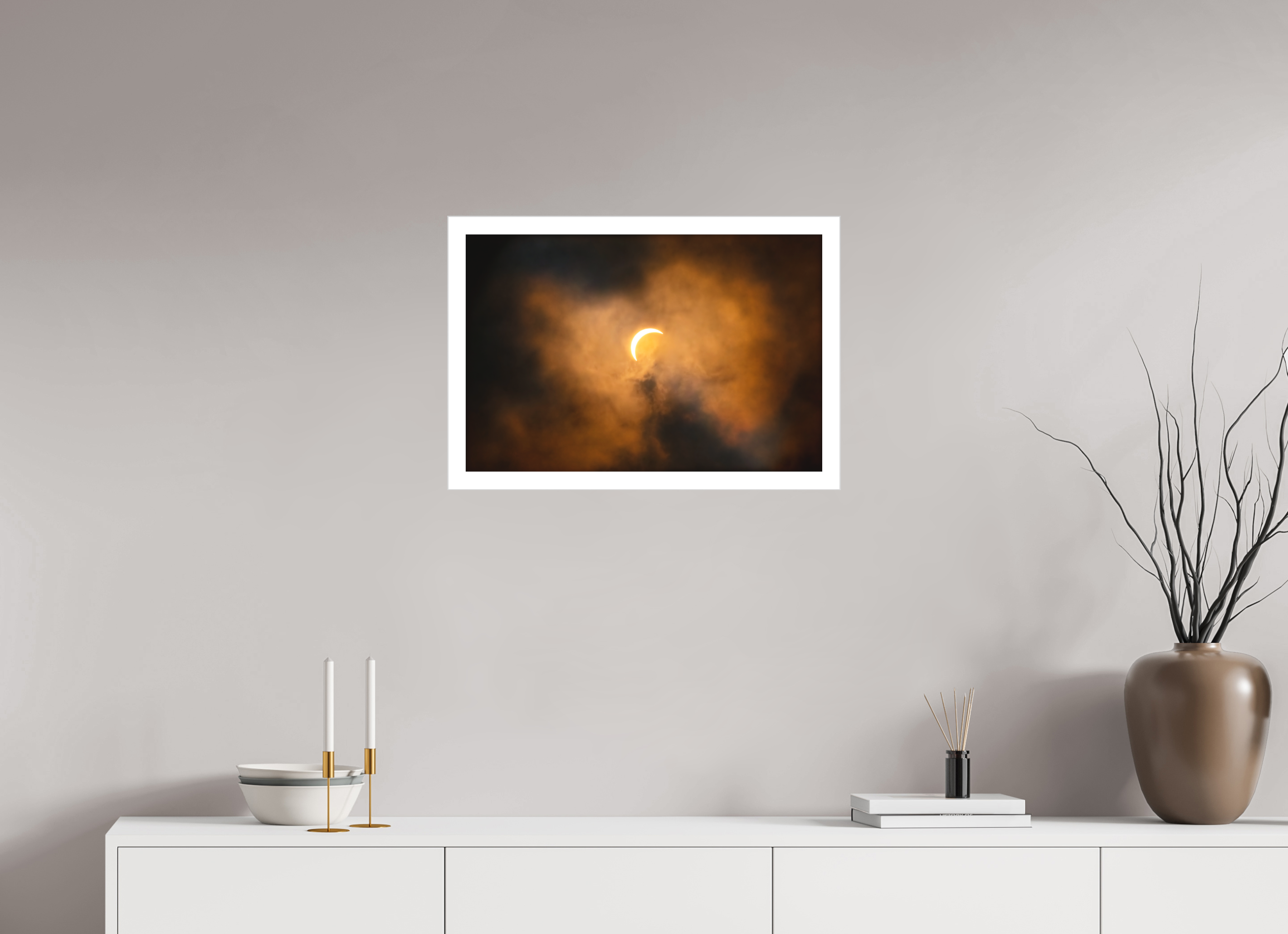24 x 16″, Fine Art Bonded Acrylic 2024 Eclipse: Crescent Sun