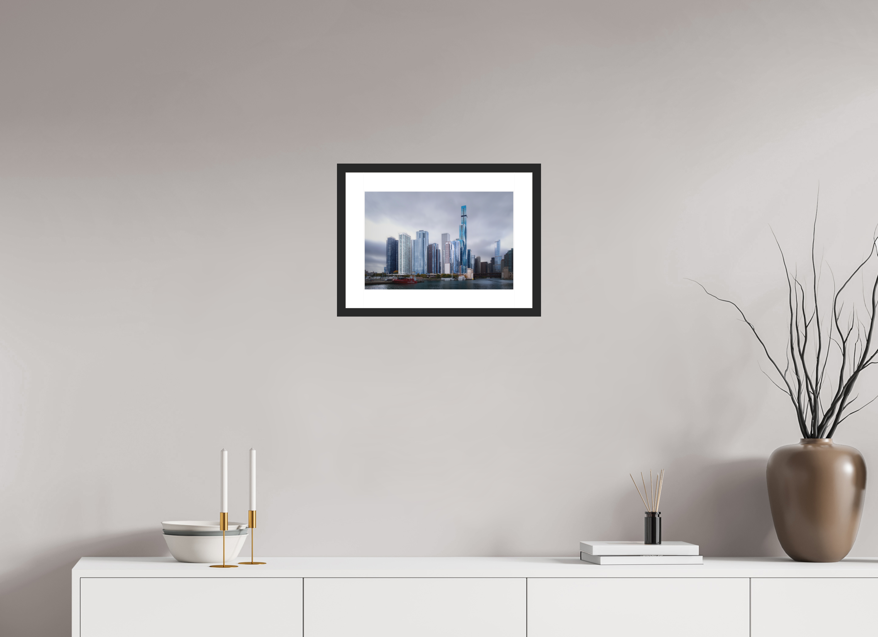 15 x 10″, Passe-Partout Black Frame Tomorrow Land — the Chicago Skyline