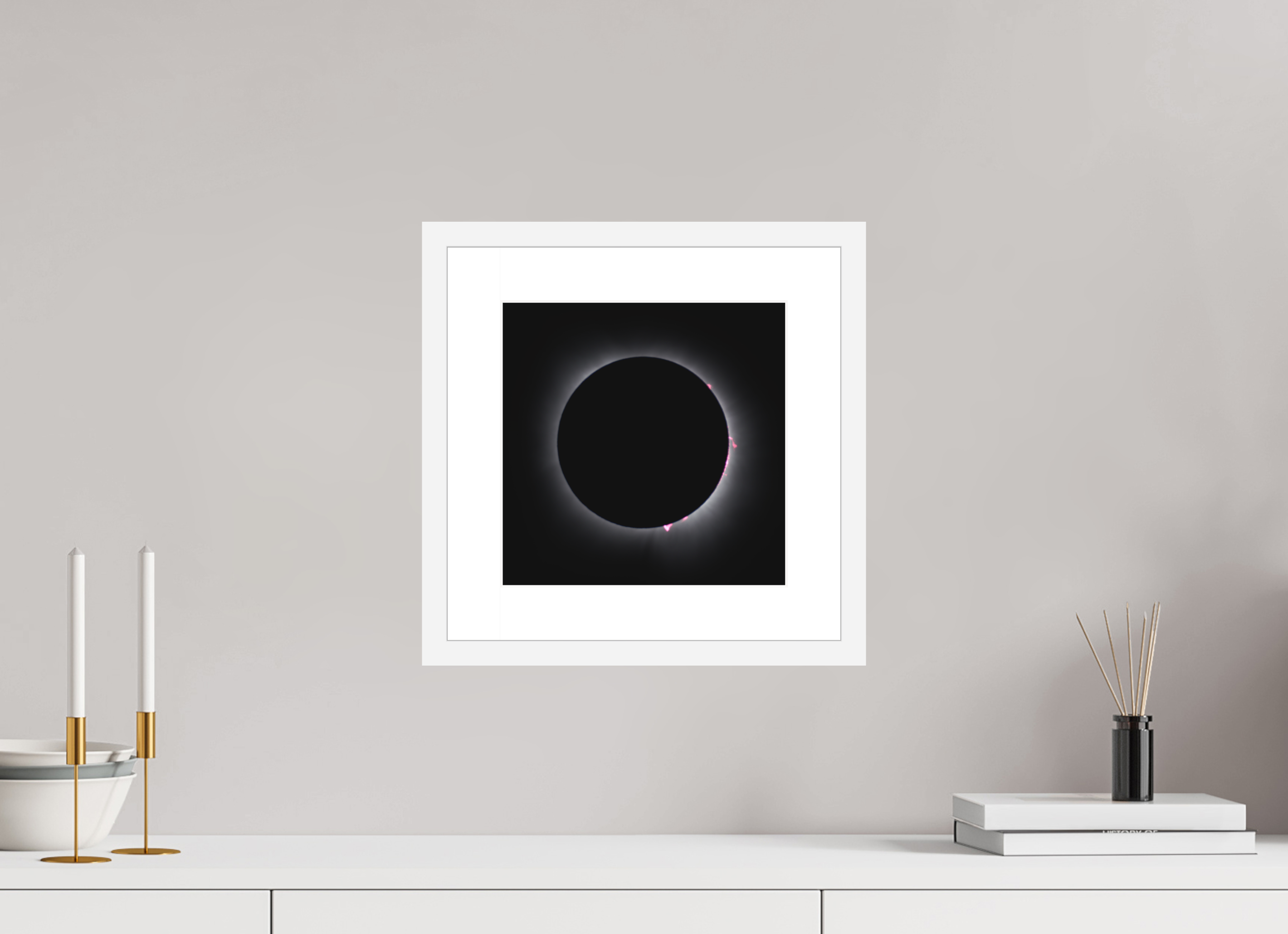 10 x 10″, Passe-Partout White Frame 2024 Eclipse: Totality & Baily's Beads