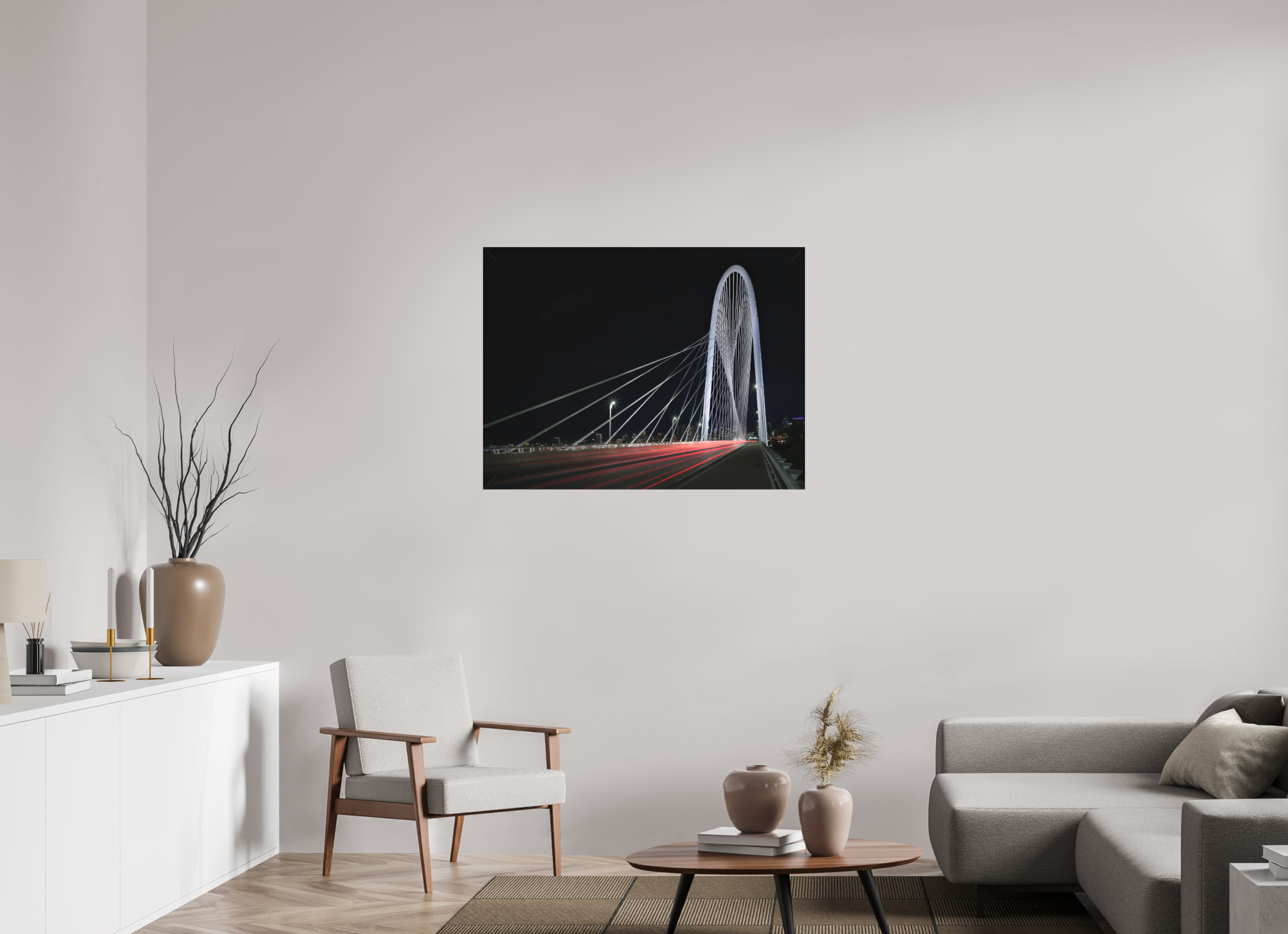 40 x 30″, Fine Art Textile Margaret Hunt Hill Bridge & Traffic Light Trails