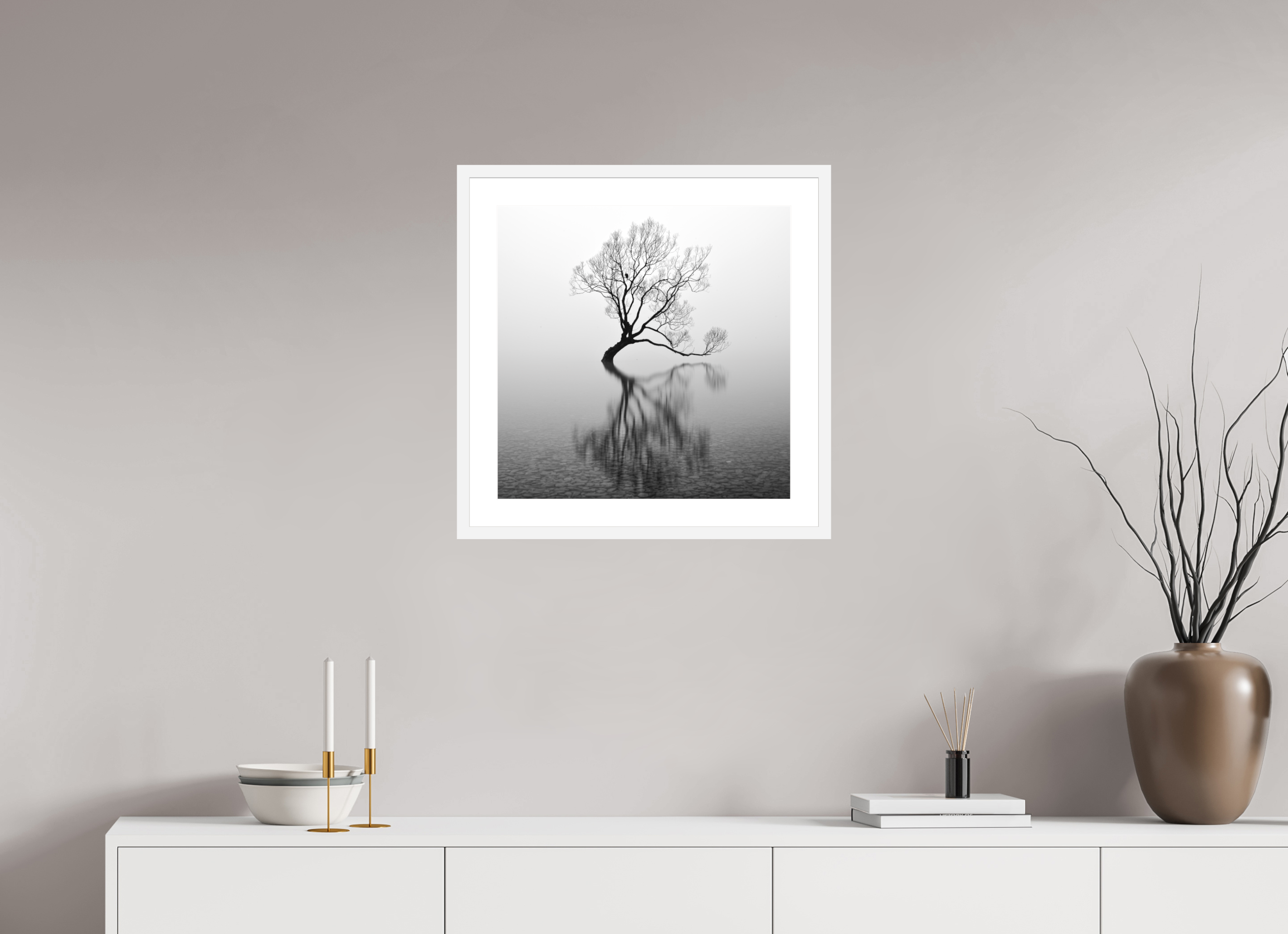 20 x 20″, Passe-Partout White Frame Wanaka I: Rich Minimalism