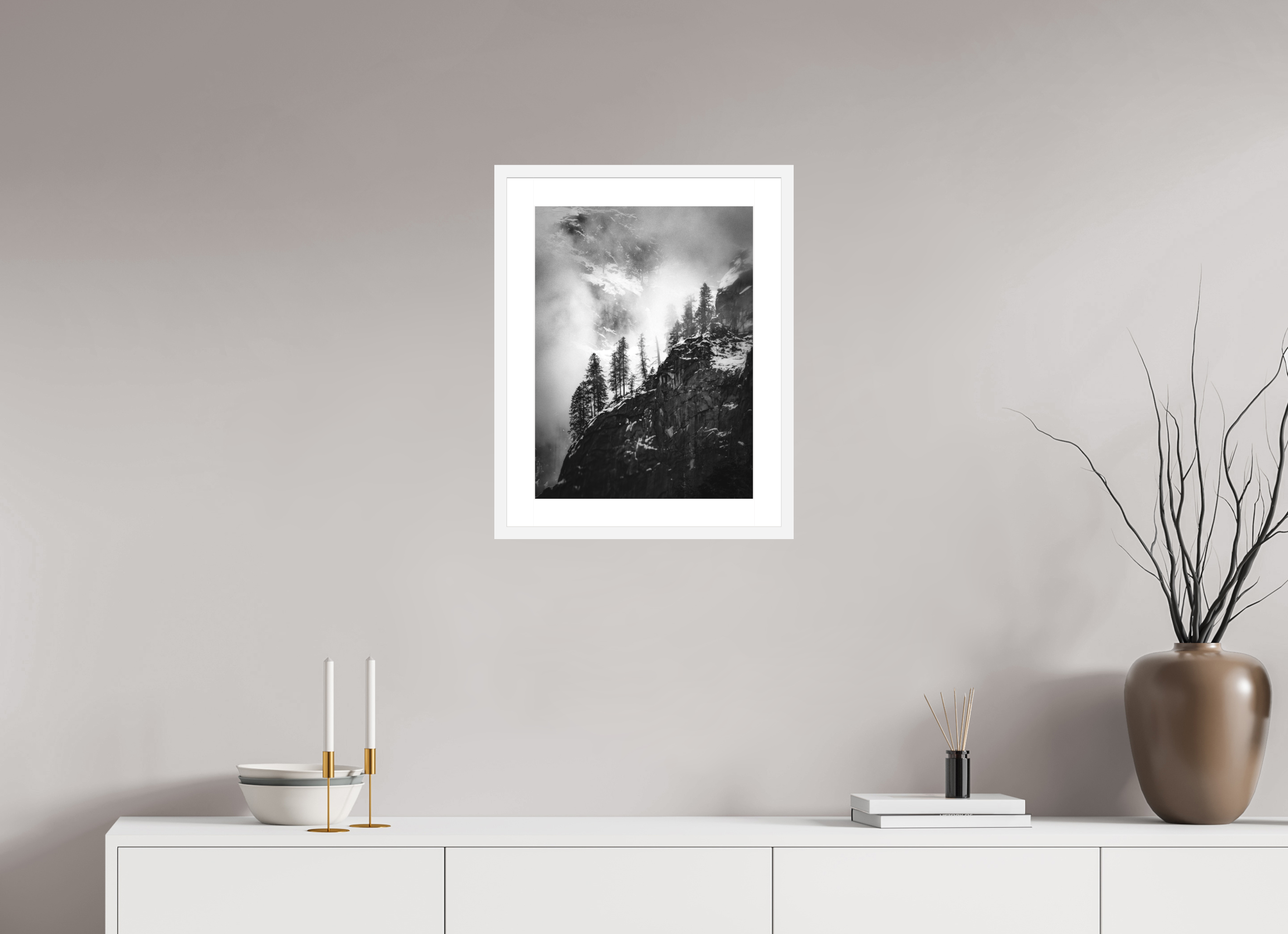 15 x 20″, Passe-Partout White Frame Pines on Granite