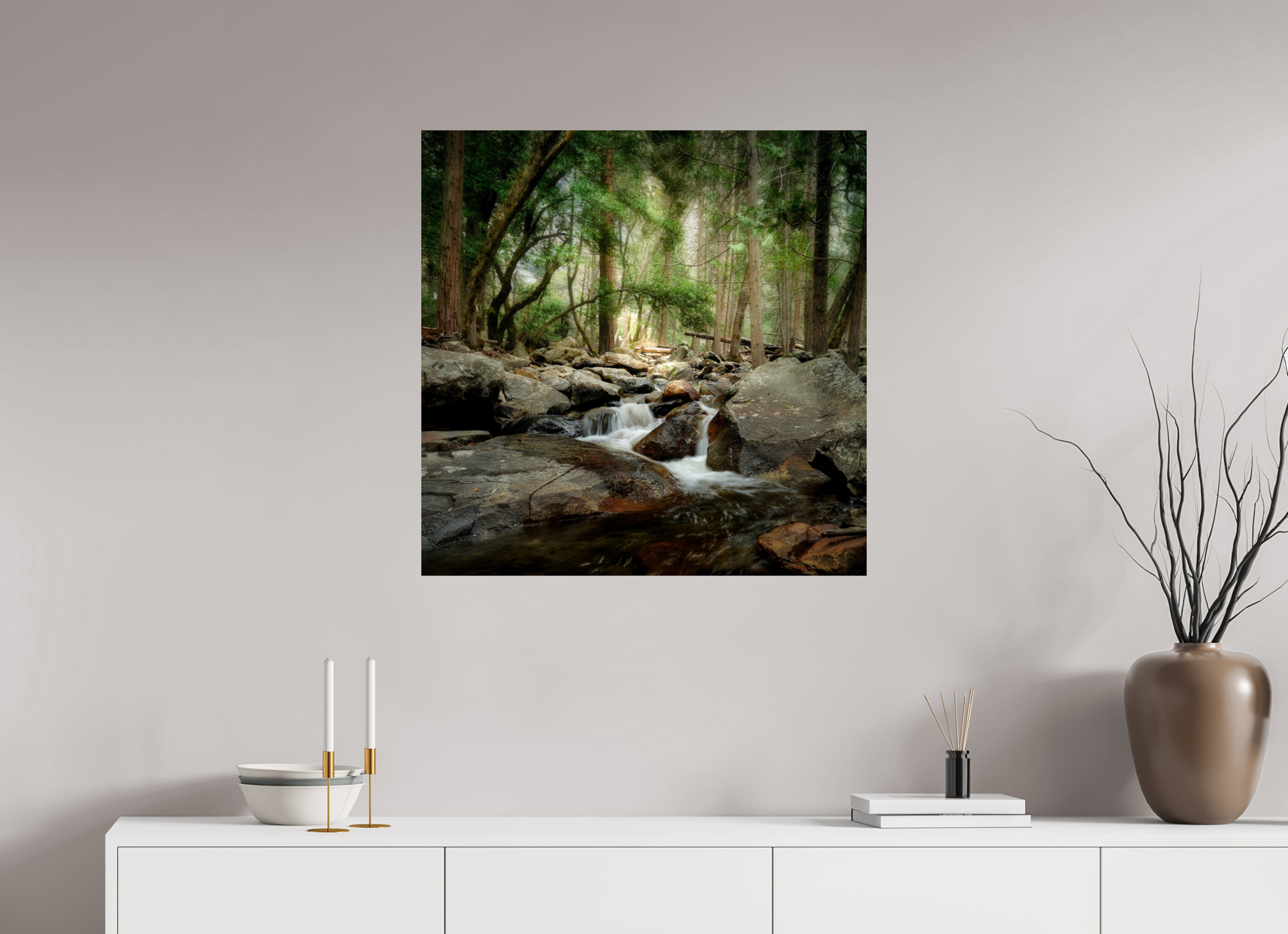 30 x 30″, Giclée Alu-Dibond Bridalveil Creek