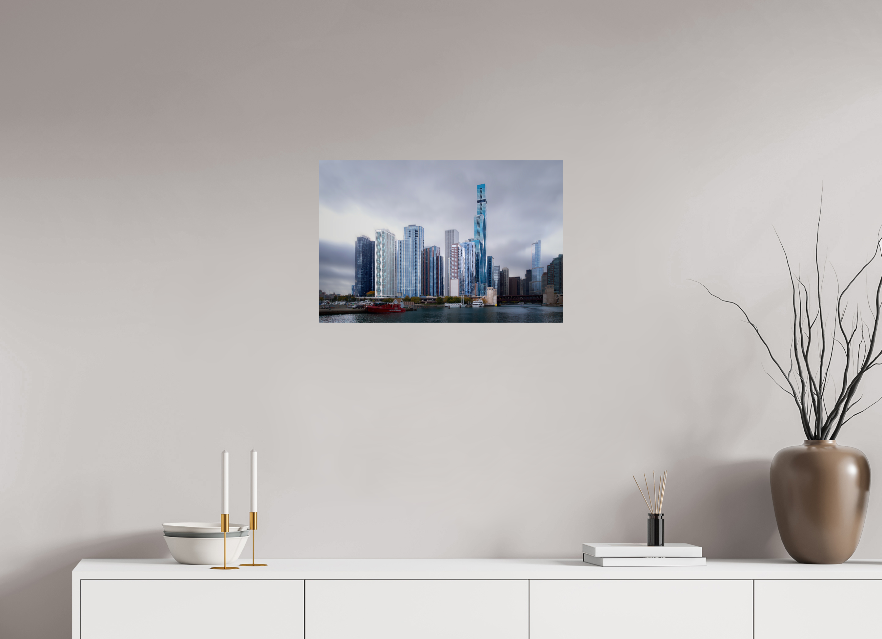 24 x 16″, Giclée Alu-Dibond Tomorrow Land — the Chicago Skyline