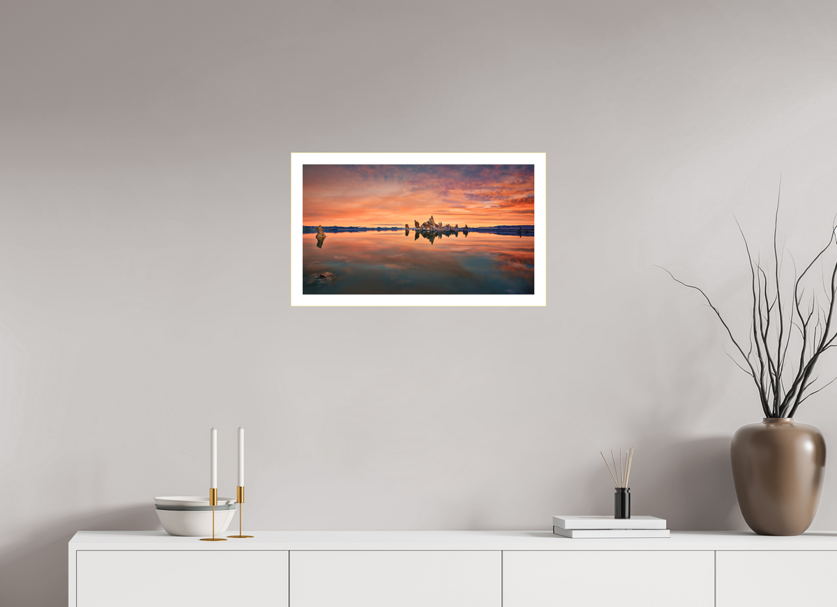 24 x 13.5″, Bonded Acrylic Mat + Gold Frame Reflektor: Mono Lake's South Tufa
