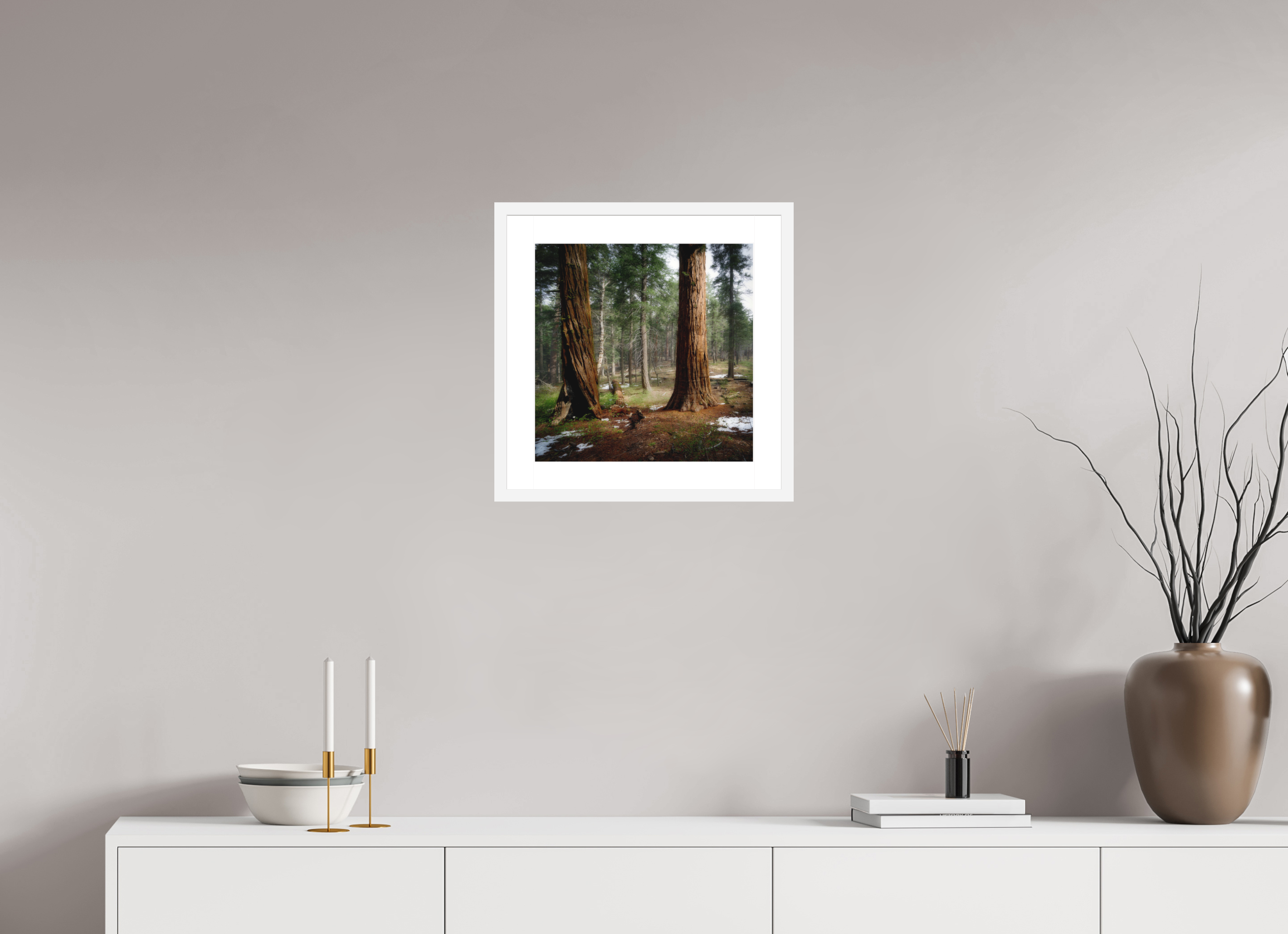 15 x 15″, Passe-Partout White Frame Northern Sentinels II: The Placer County Sequoias