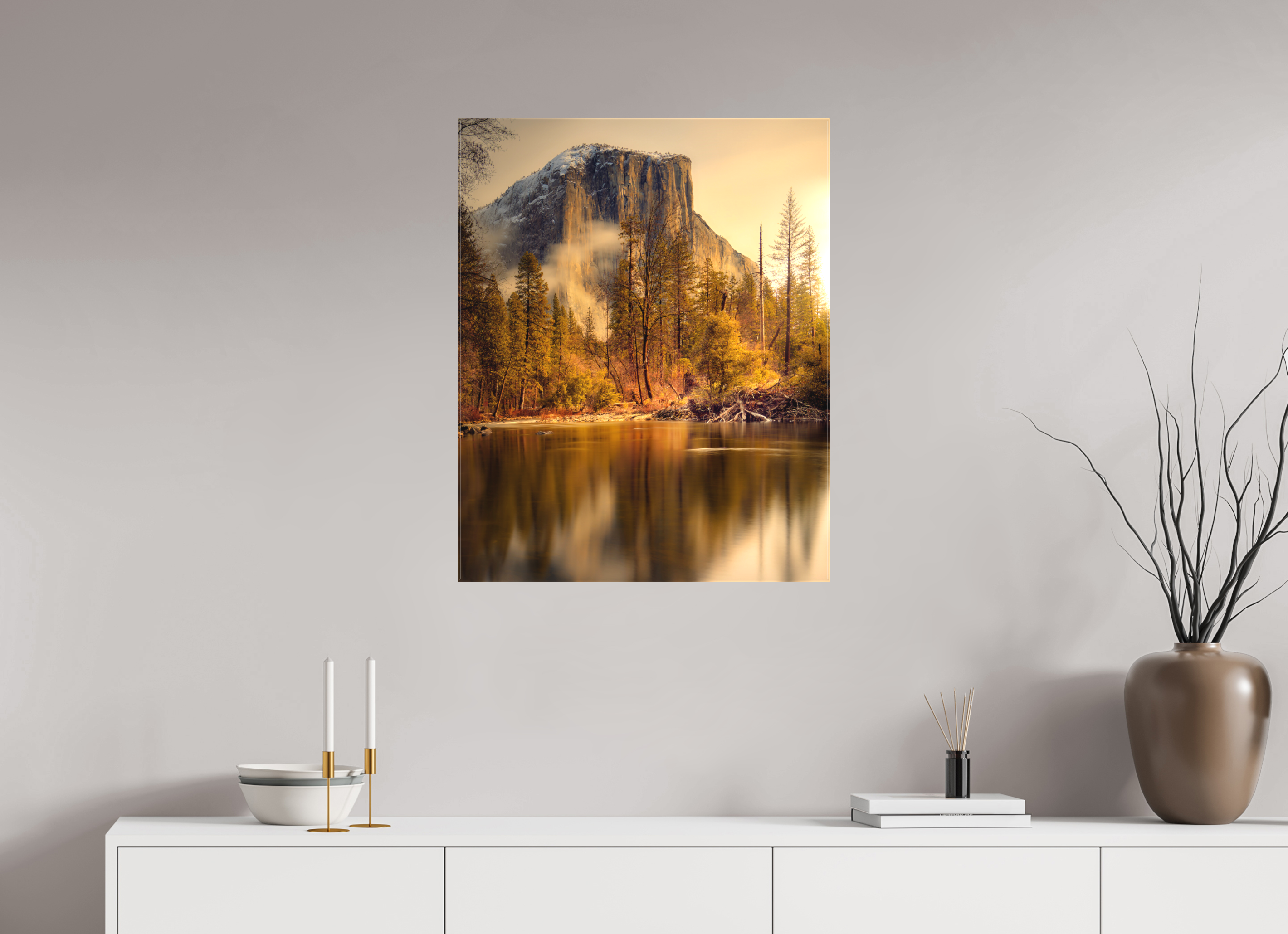 24 x 30″, Fine Art Textile Winter Sunrise At El Capitan