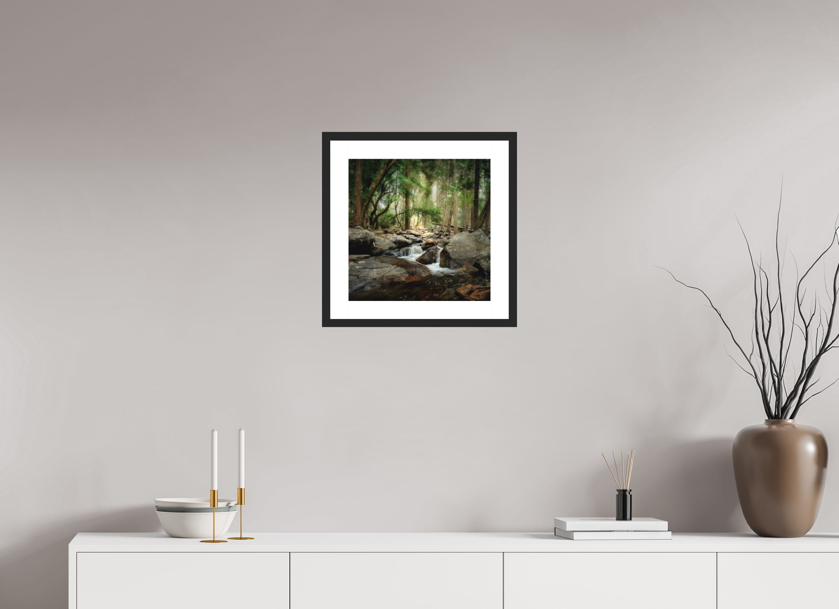 15 x 15″, Passe-Partout Black Frame Bridalveil Creek