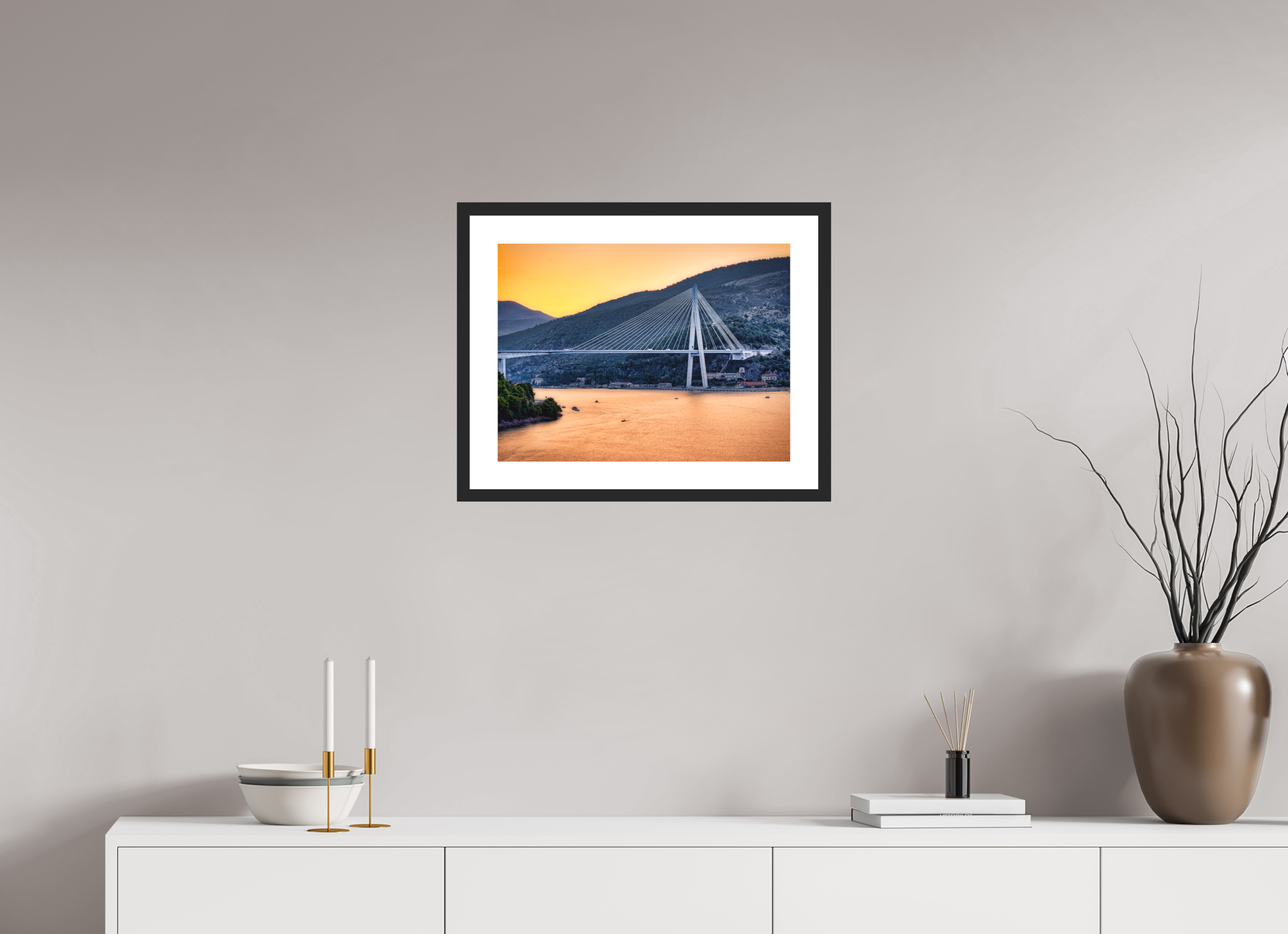 20 x 15″, Passe-Partout Black Frame Entering Dubrovnik