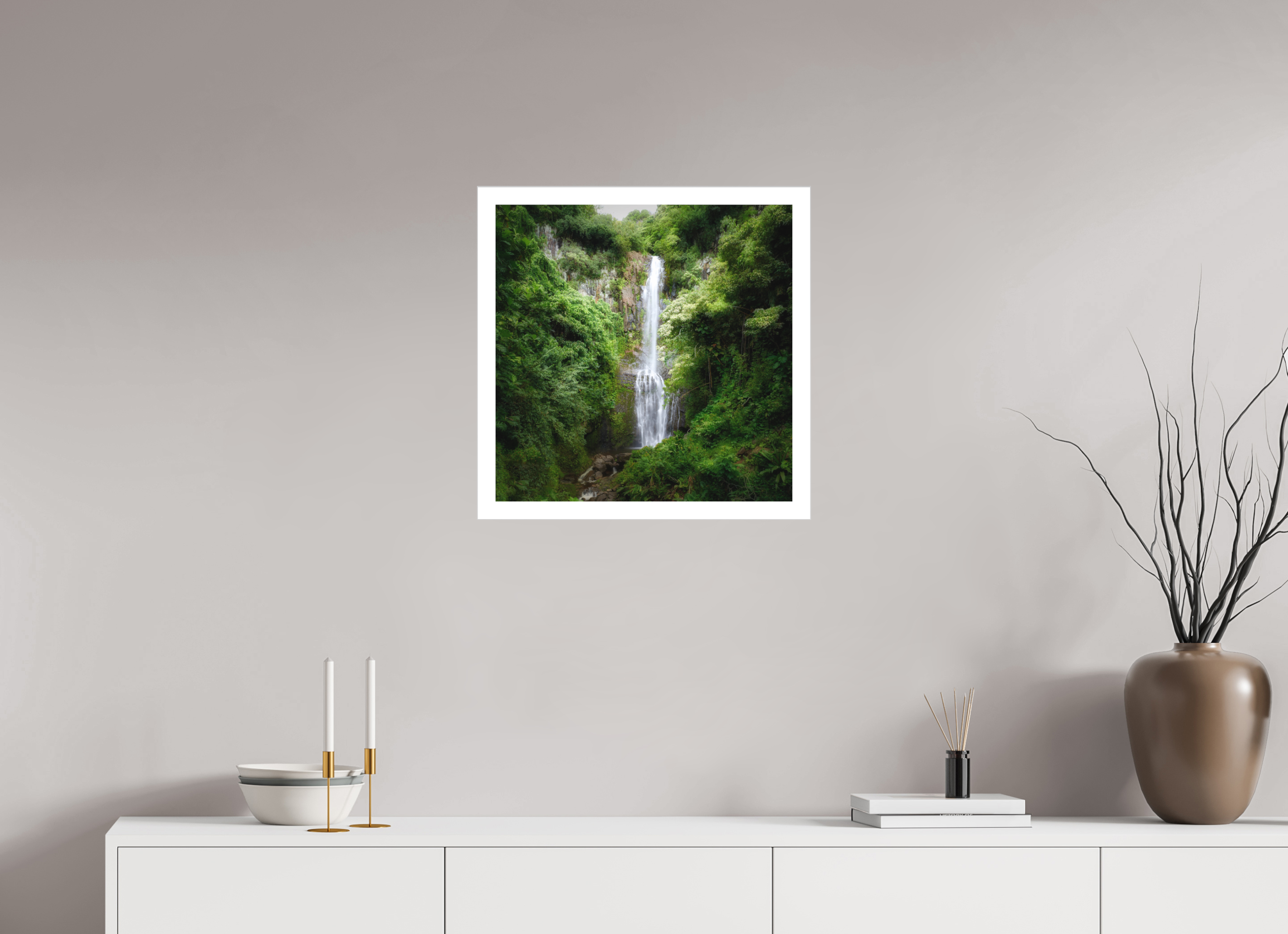 20 x 20″, Fine Art Bonded Acrylic Maui's Makahiku Falls