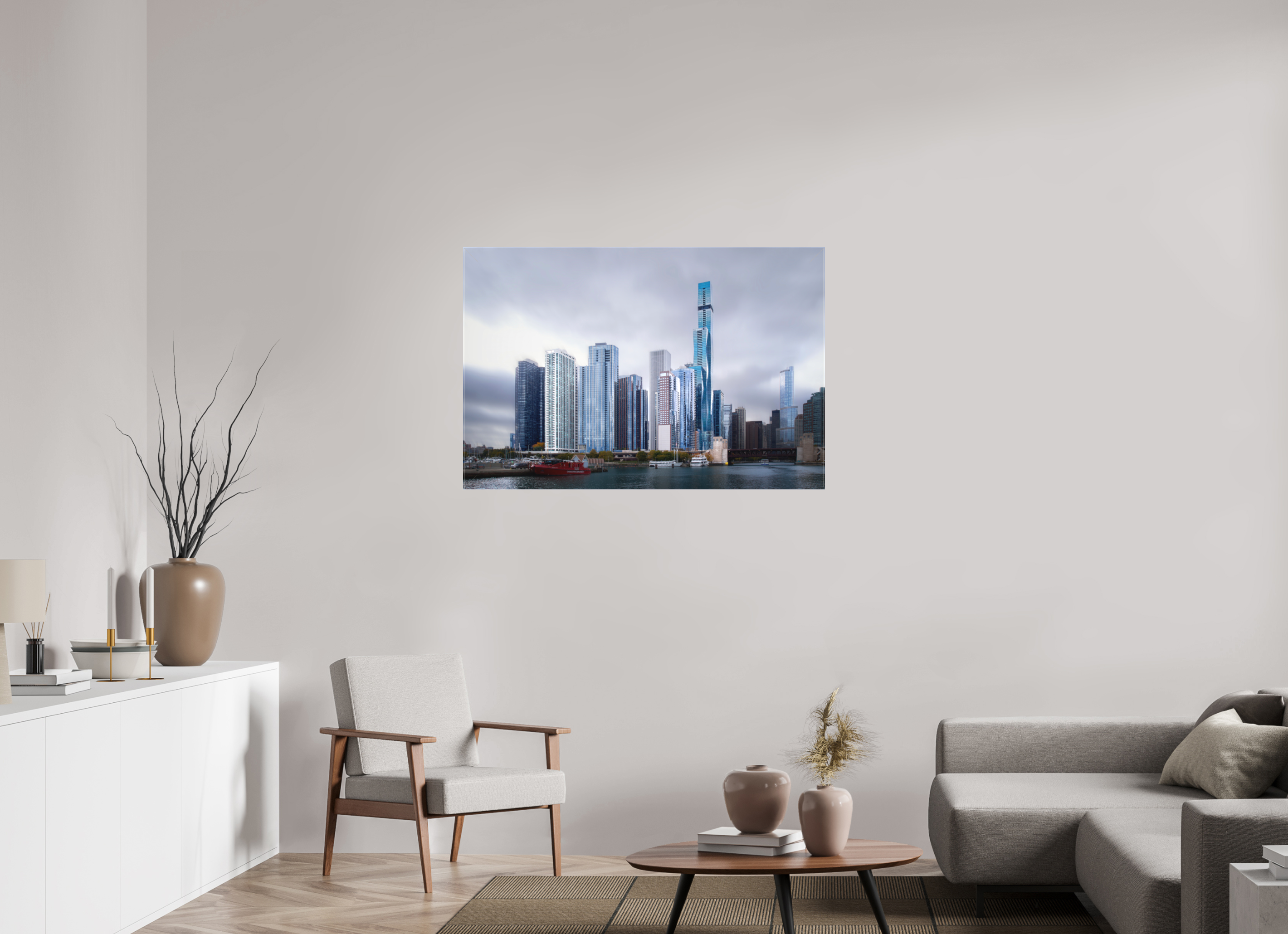 45 x 30″, Fine Art Textile Tomorrow Land — the Chicago Skyline