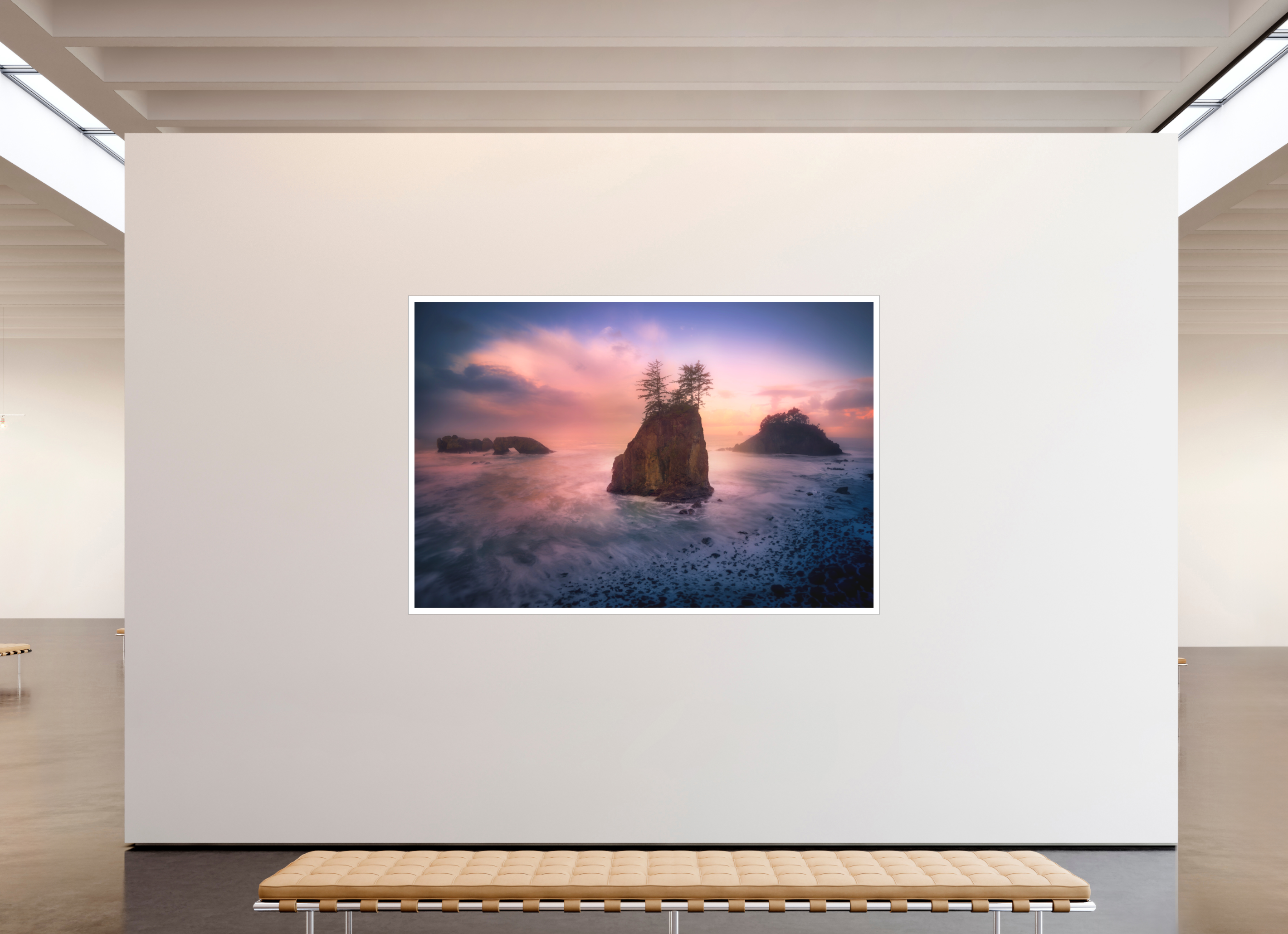 90 x 60″, Bonded Acrylic Mat + Black Frame The Oregon Coast: Secret Beach