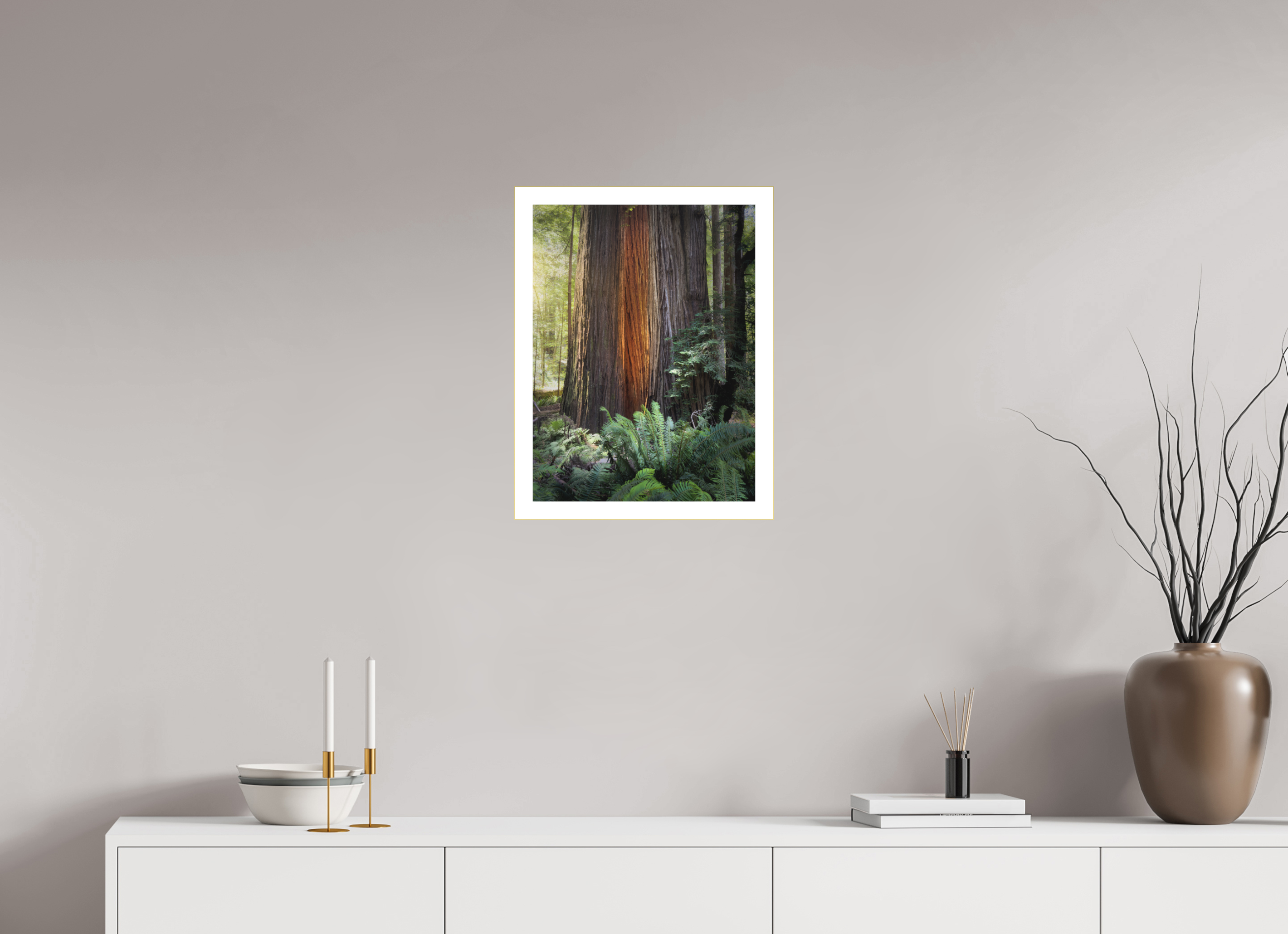 15 x 20″, Bonded Acrylic Mat + Gold Frame Glow in the Tall Trees Grove