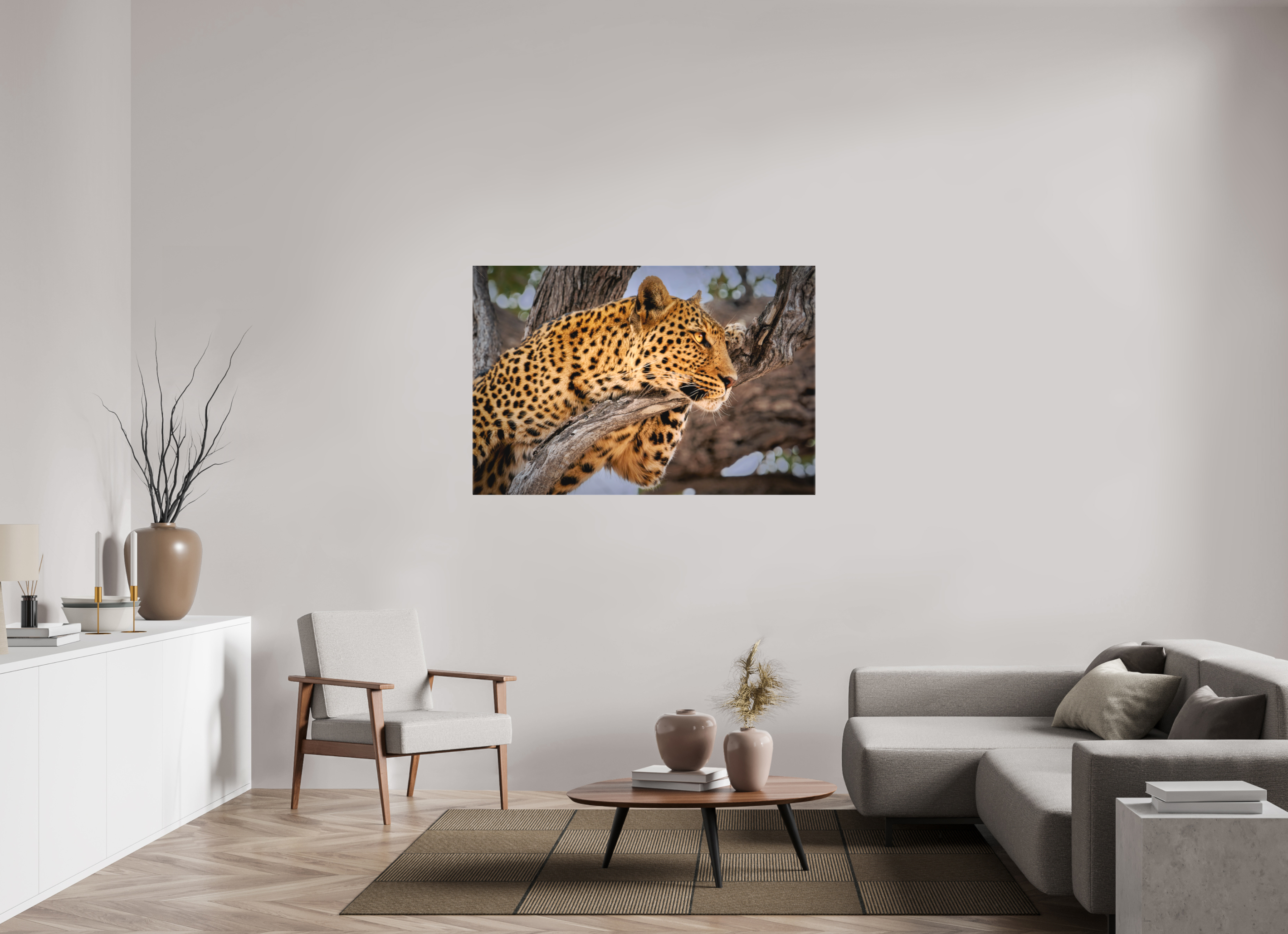 54 x 36″, Fine Art Textile Leopard Princess of Savute
