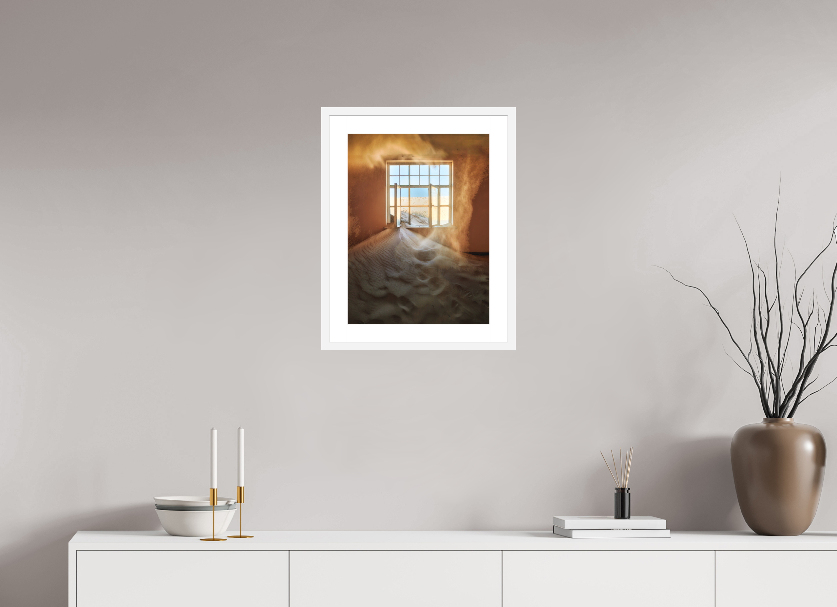 15 x 20″, Passe-Partout White Frame Window in Time