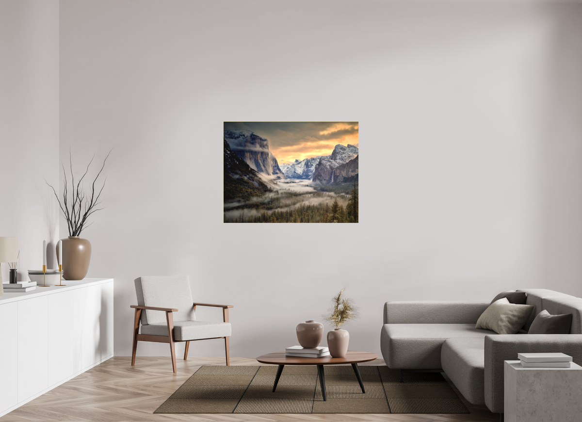 48 x 36″, Bonded Acrylic Gold Frame Tunnel View Winter Dawn