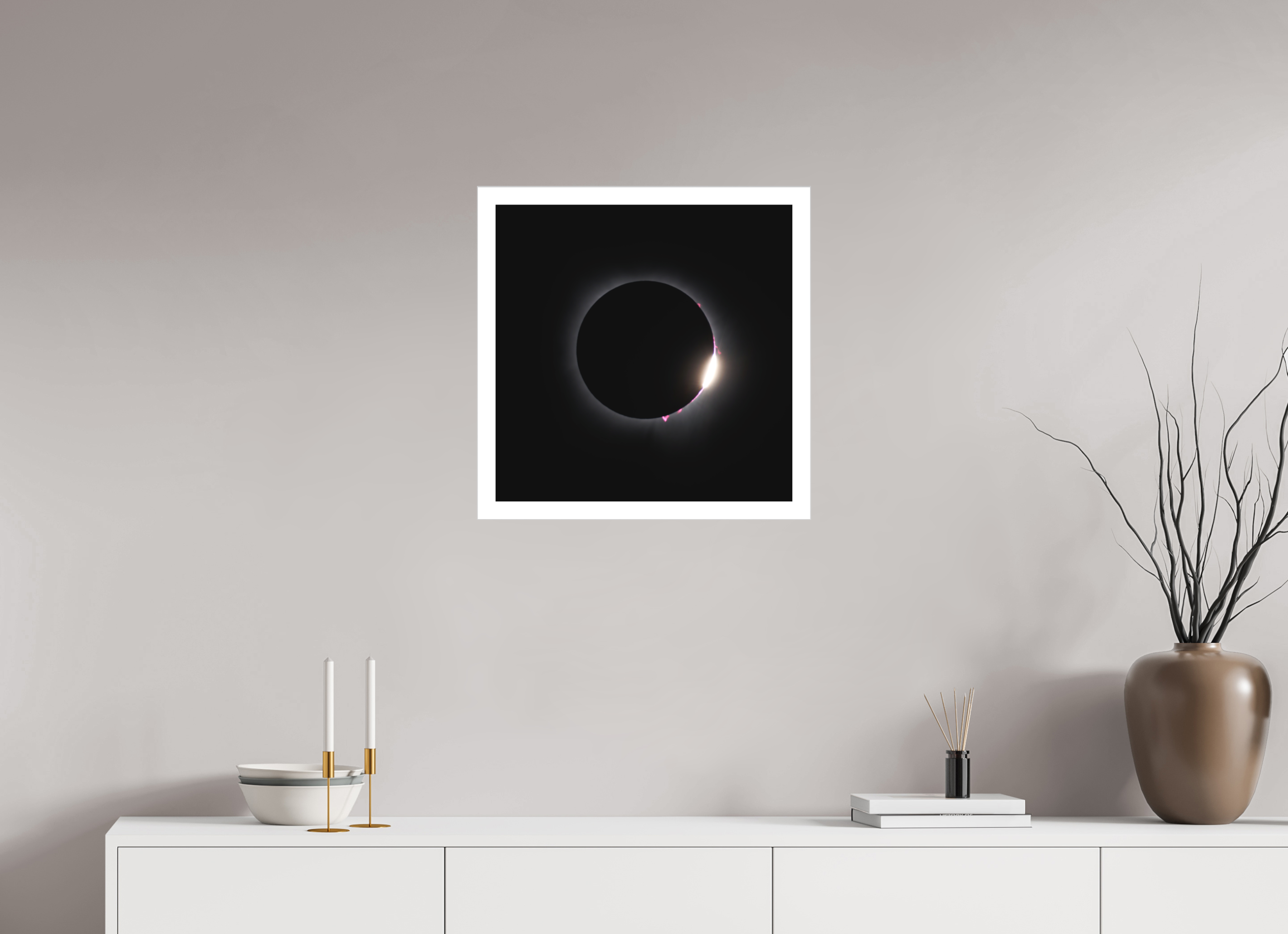 20 x 20″, Fine Art Bonded Acrylic 2024 Eclipse: Diamond Ring & Baily's Beads [OLD]