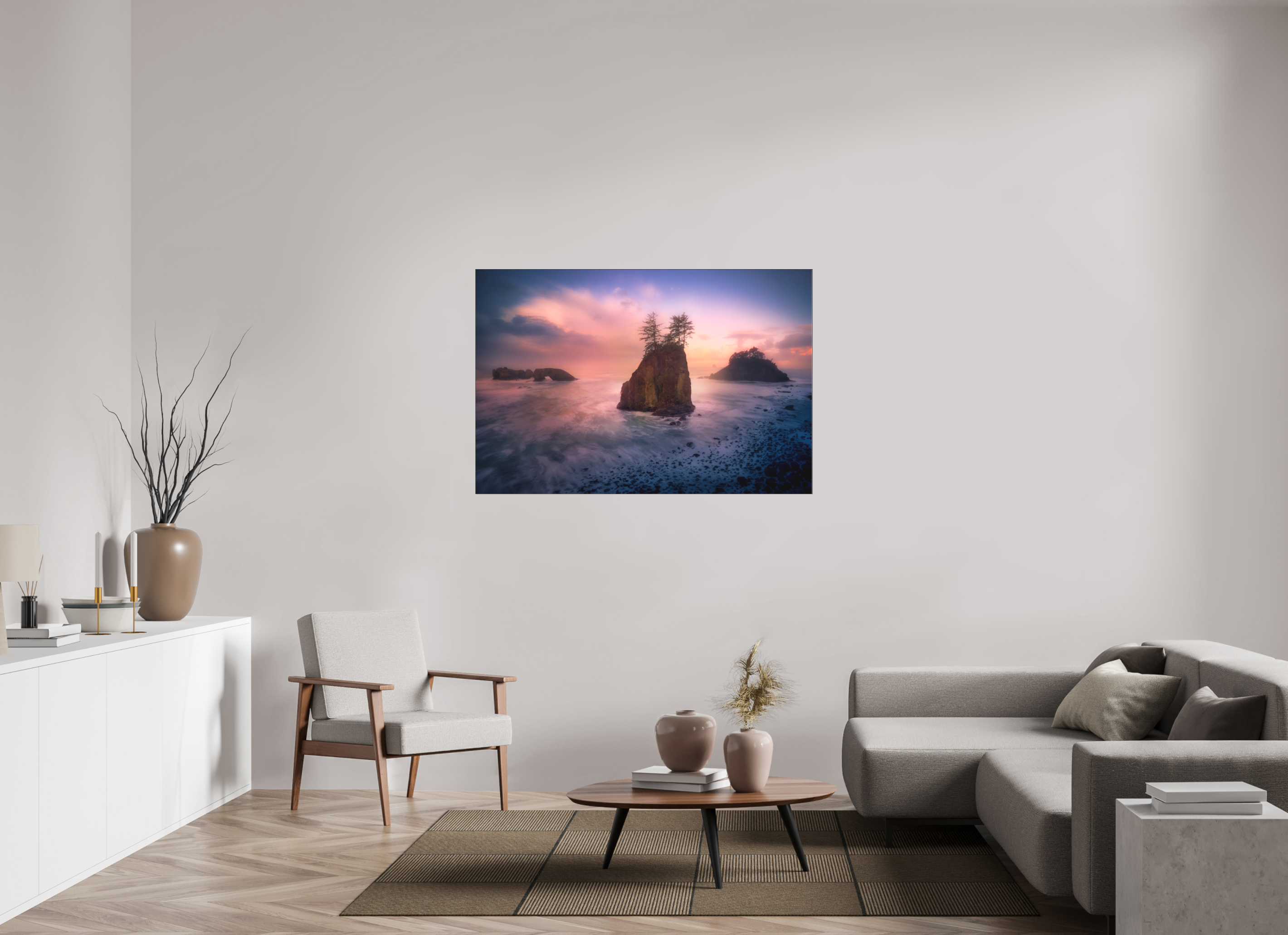 54 x 36″, Bonded Acrylic Black Frame The Oregon Coast: Secret Beach