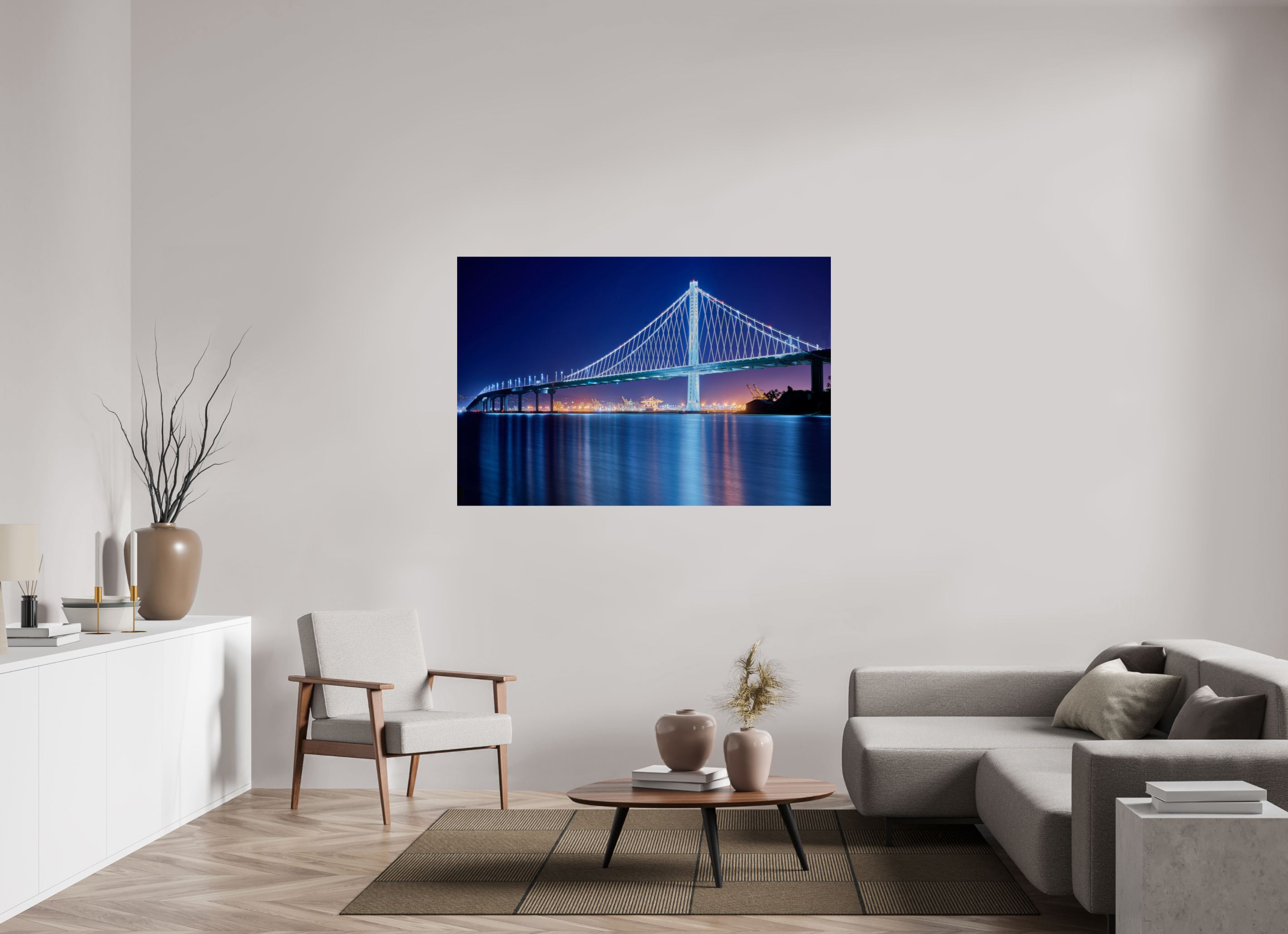 60 x 40″, Giclée Alu-Dibond The Bay Bridge at Night