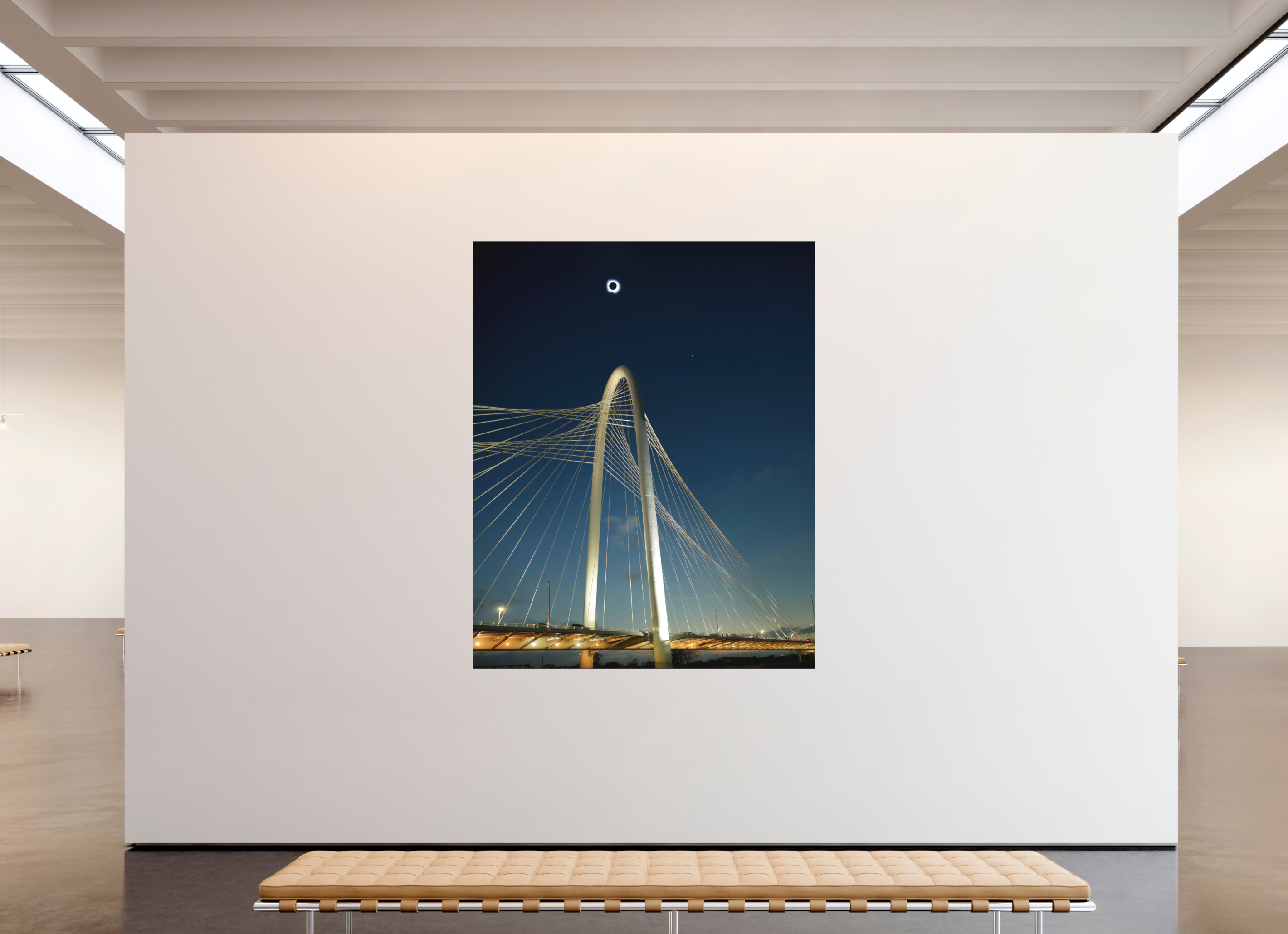 67 x 83.7″, Bonded Acrylic Black Frame 2024 Eclipse: Over Margaret Hunt Hill Bridge