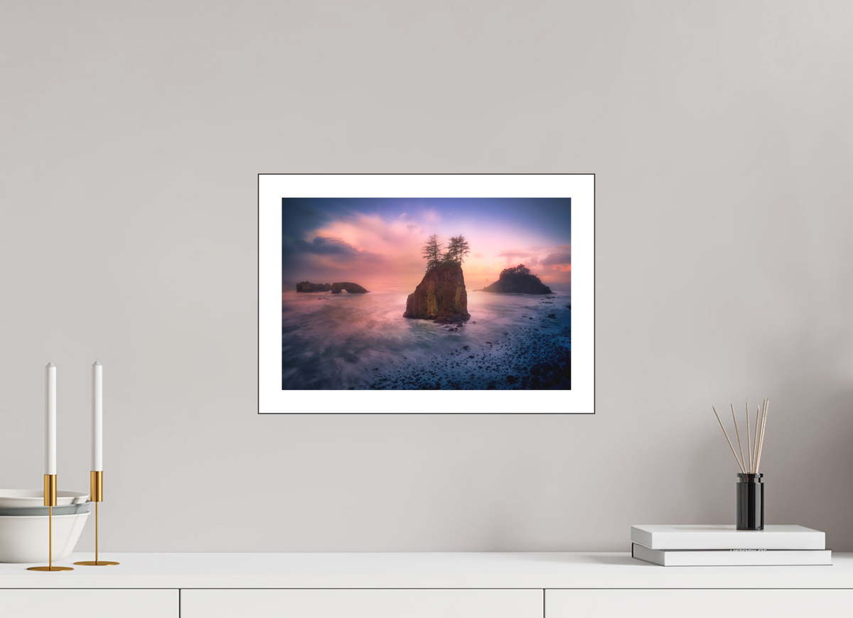 15 x 10″, Bonded Acrylic Mat + Black Frame The Oregon Coast: Secret Beach