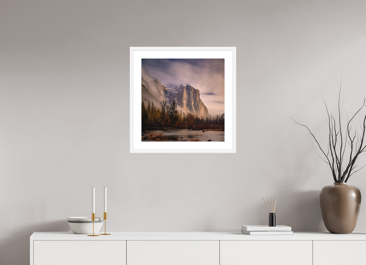 20 x 20″, Passe-Partout White Frame El Capitan at Dawn