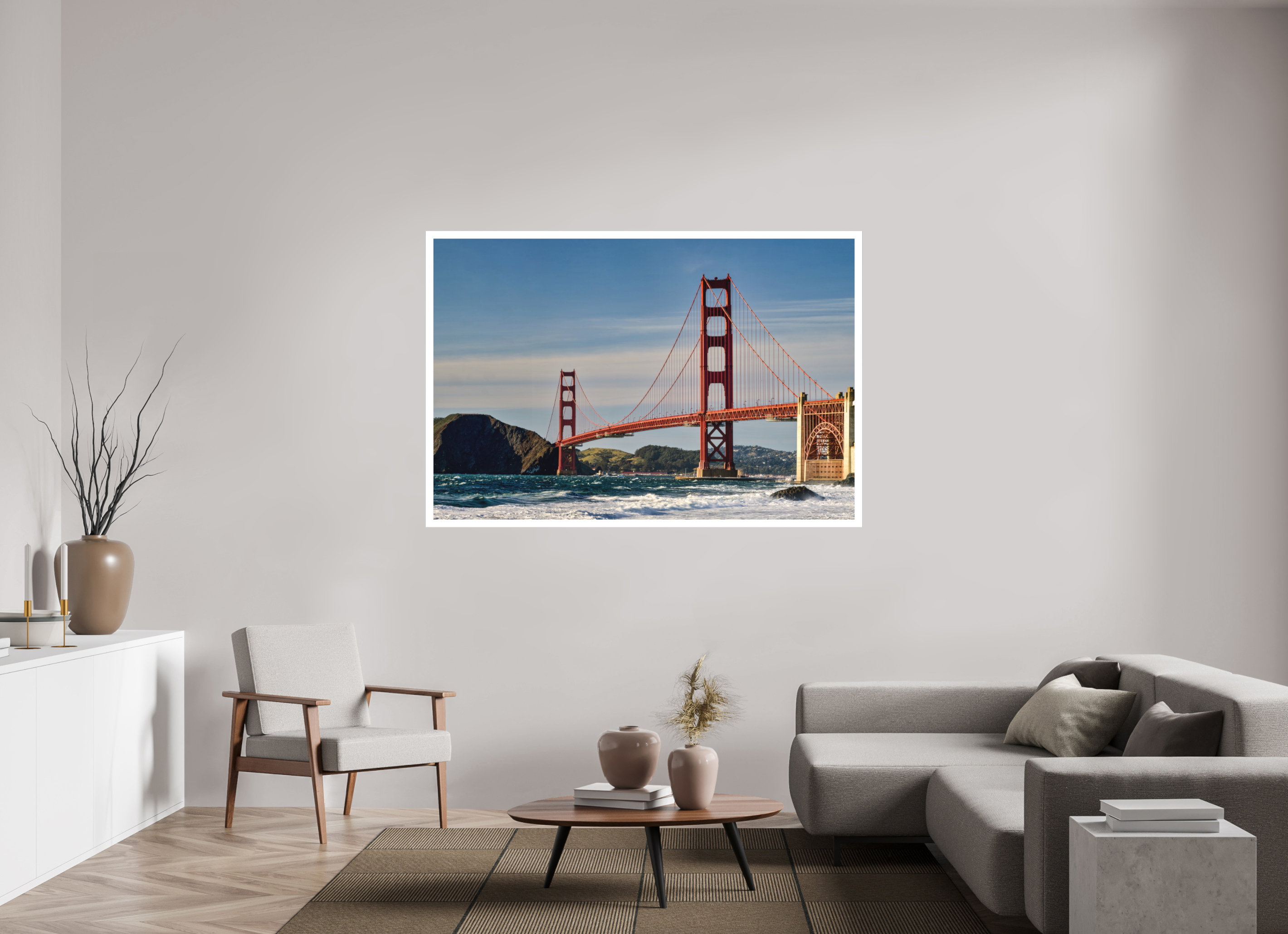 66 x 44″, Fine Art Bonded Acrylic Golden Gate I: A Postcard View