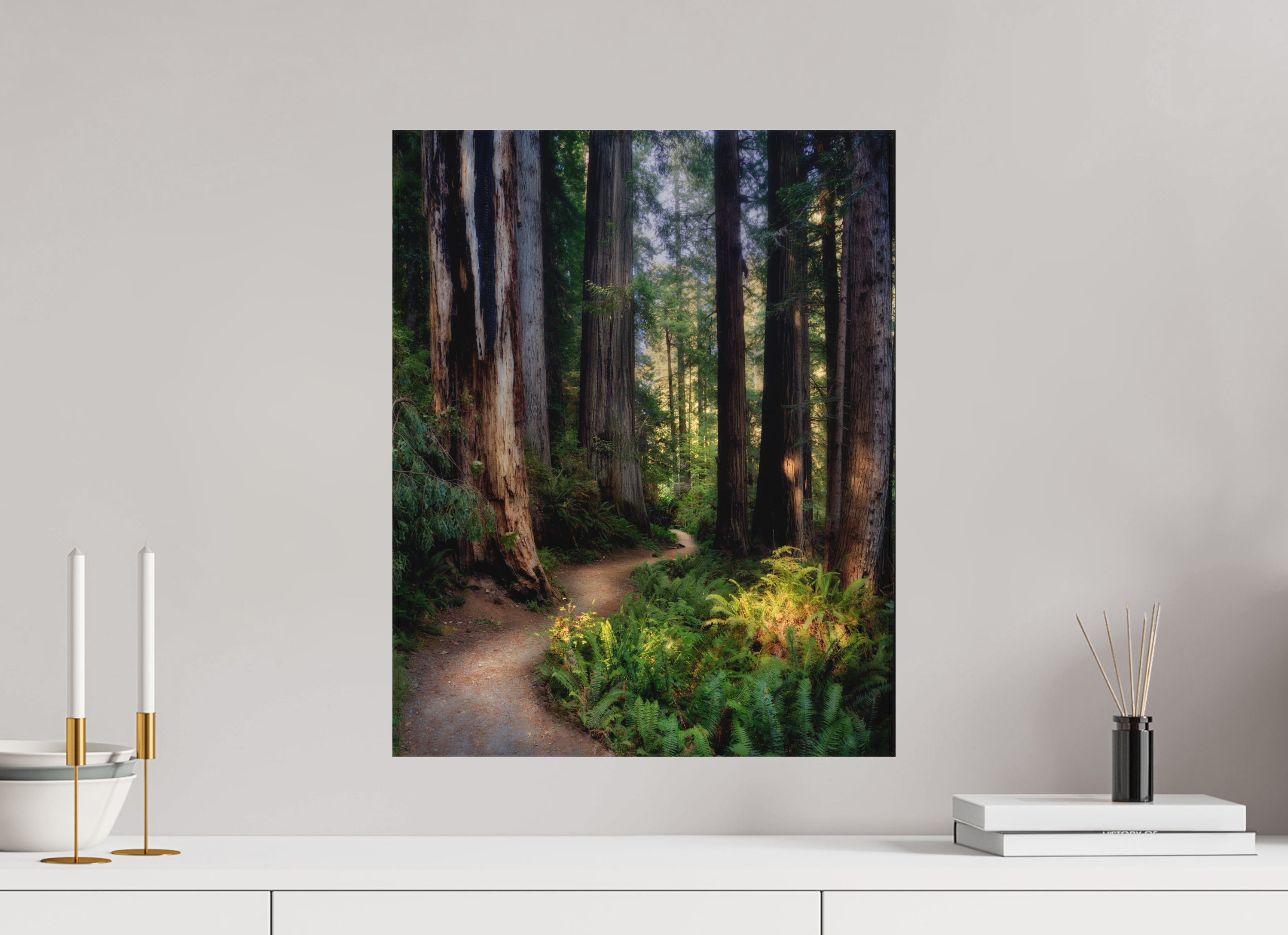 16 x 20″, Fine Art Textile Prairie Creek Redwoods Pathway