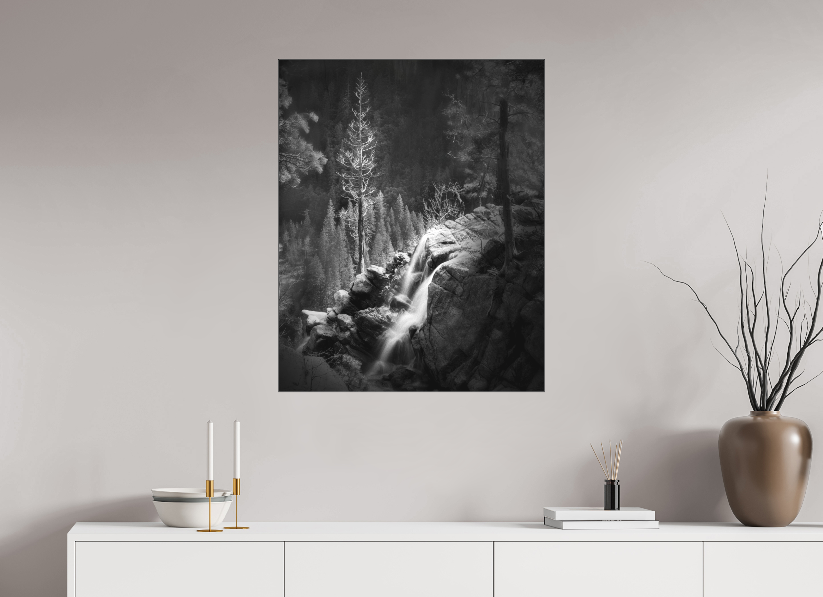 28 x 35″, Bonded Acrylic Black Frame Lucidum: Yosemite's Cascade Creek