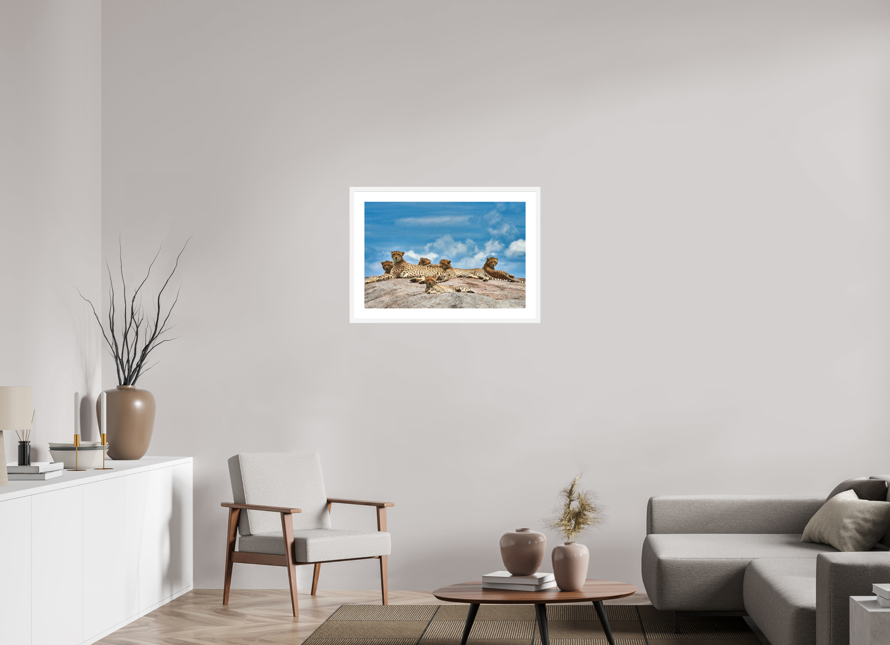 30 x 20″, Passe-Partout White Frame Super Mom & Cubs