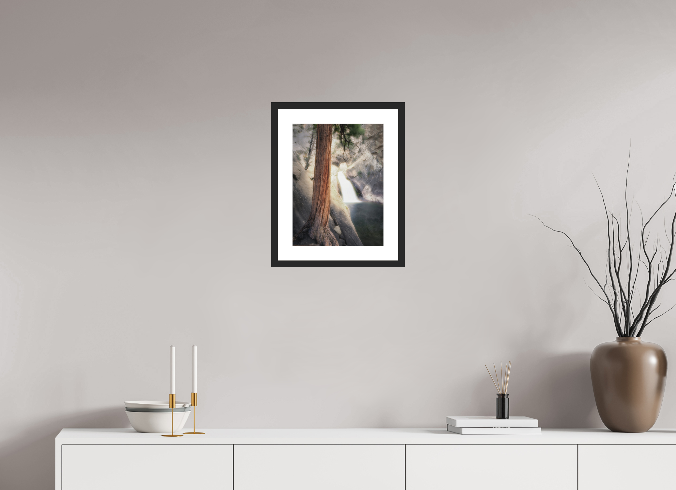 12 x 16″, Passe-Partout Black Frame Roaring River Falls 2 — Kings Canyon