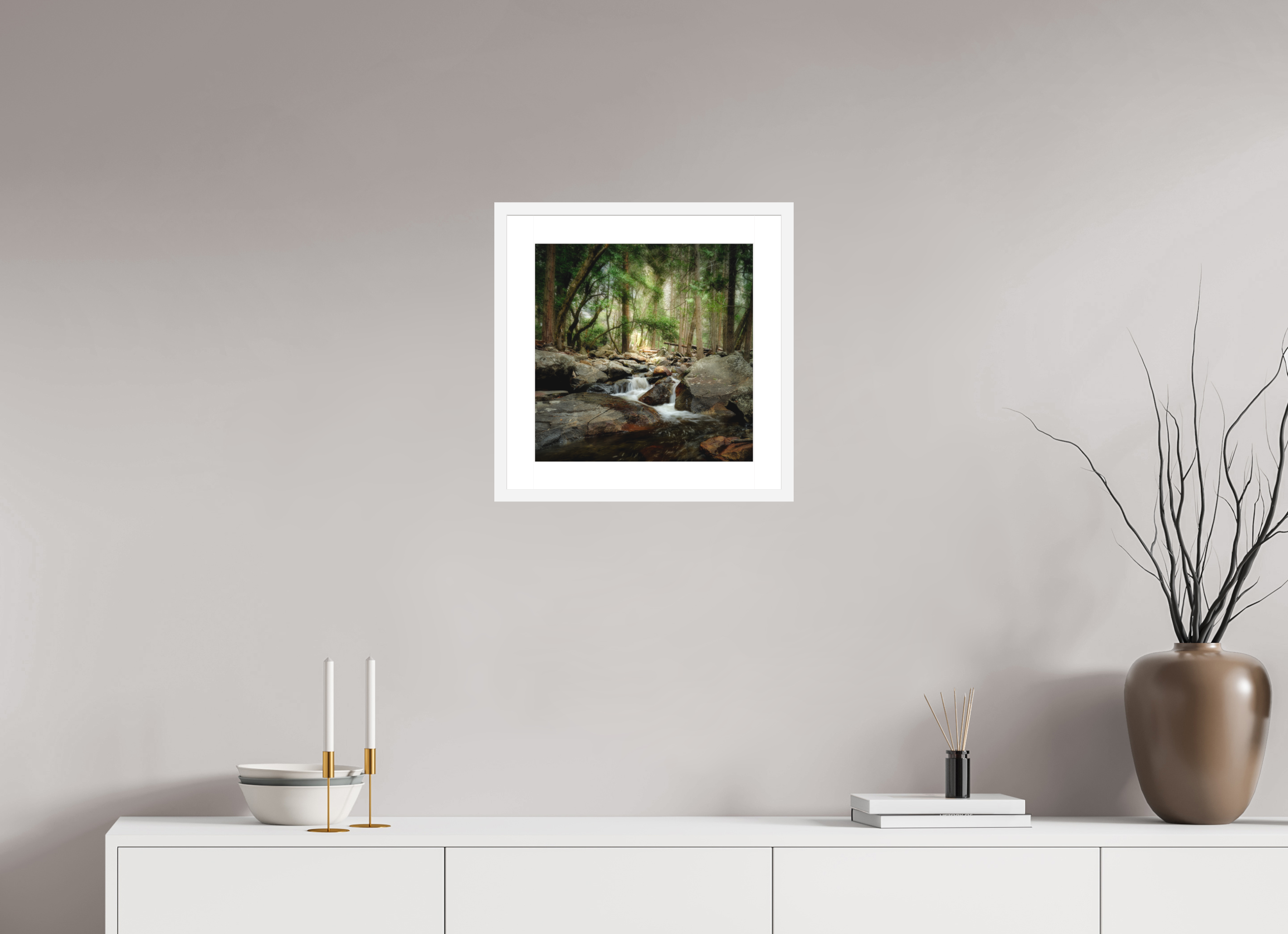 15 x 15″, Passe-Partout White Frame Bridalveil Creek