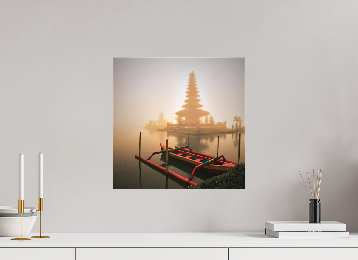 15 x 15″, Fine Art Textile Bali: Temple  Pura Ulun Danu Bratan
