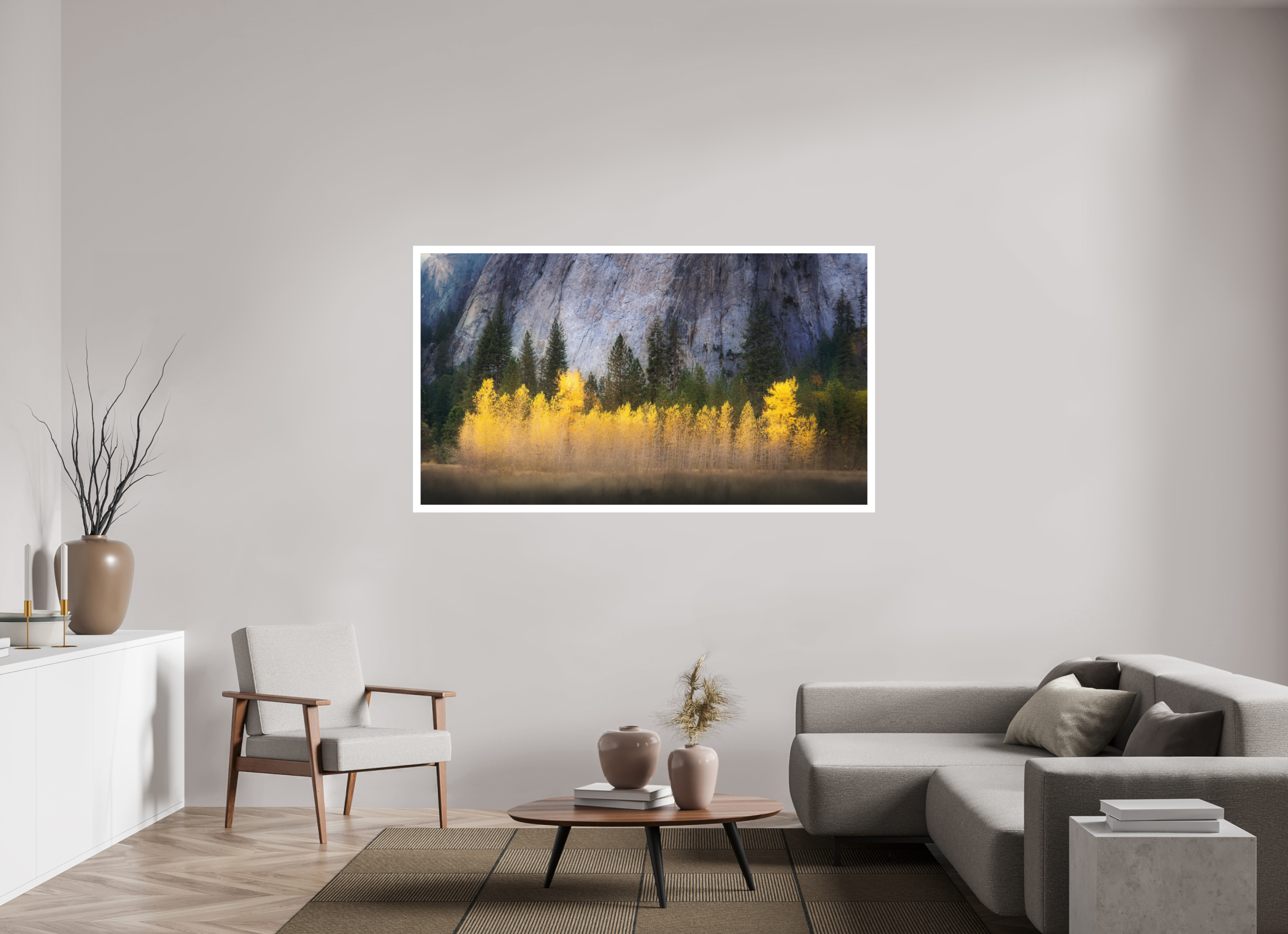 70 x 39.4″, Fine Art Bonded Acrylic Quaking Aspens Beneath Cathedral Rock