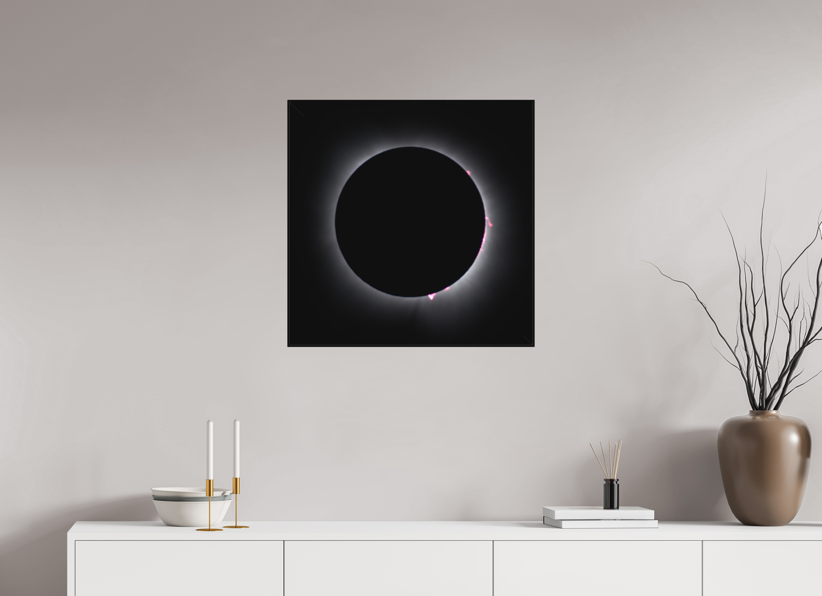 25 x 25″, Fine Art Textile 2024 Eclipse: Totality & Baily's Beads
