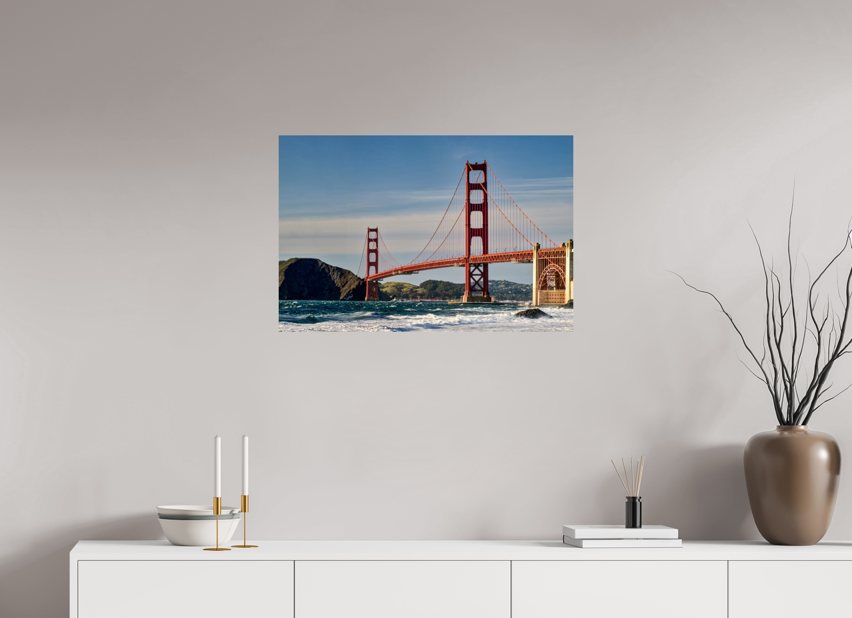 30 x 20″, Giclée Alu-Dibond Golden Gate I: A Postcard View