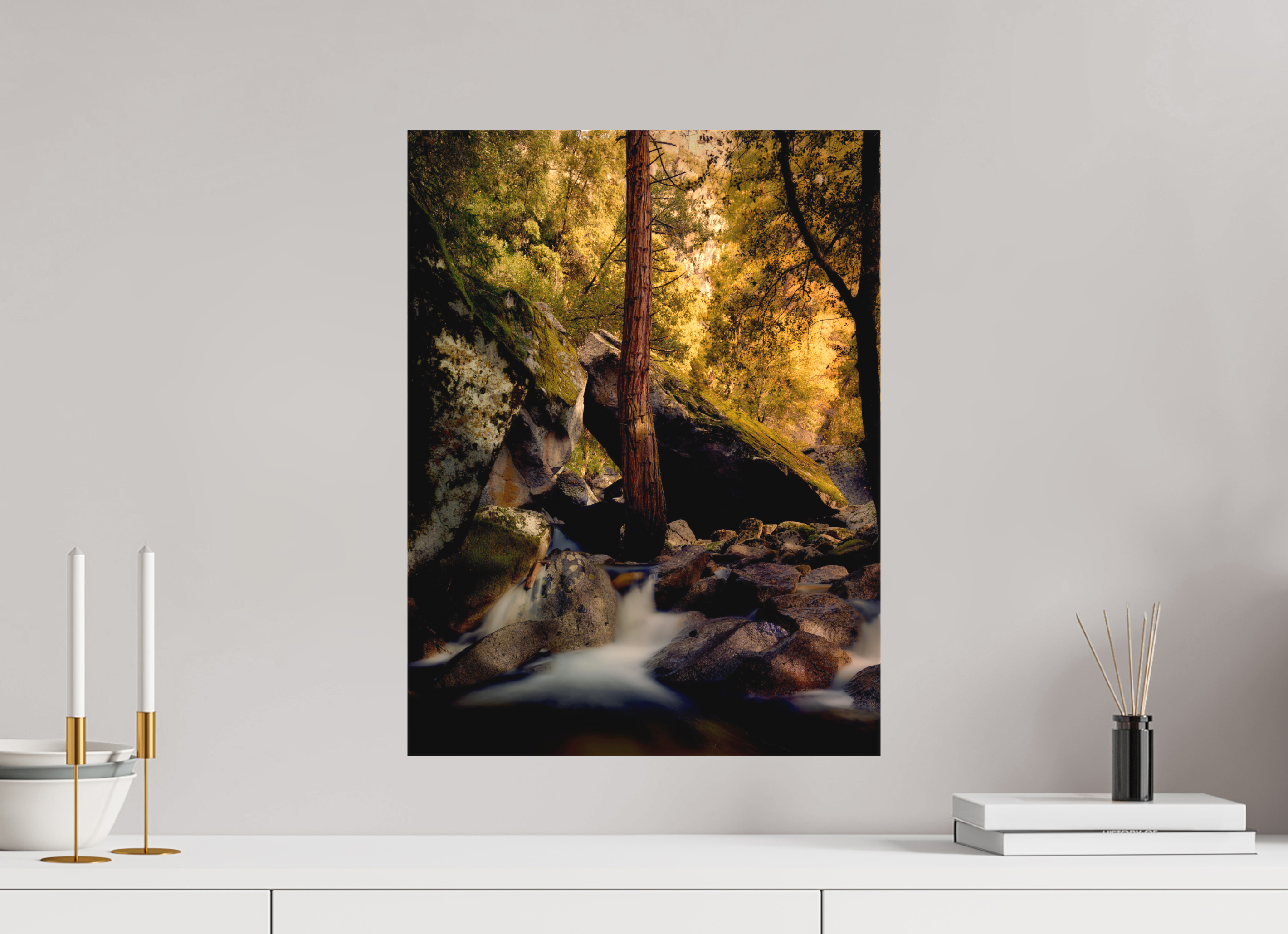 15 x 20″, Fine Art Textile Yosemite's Cascade Creek at Sunrise