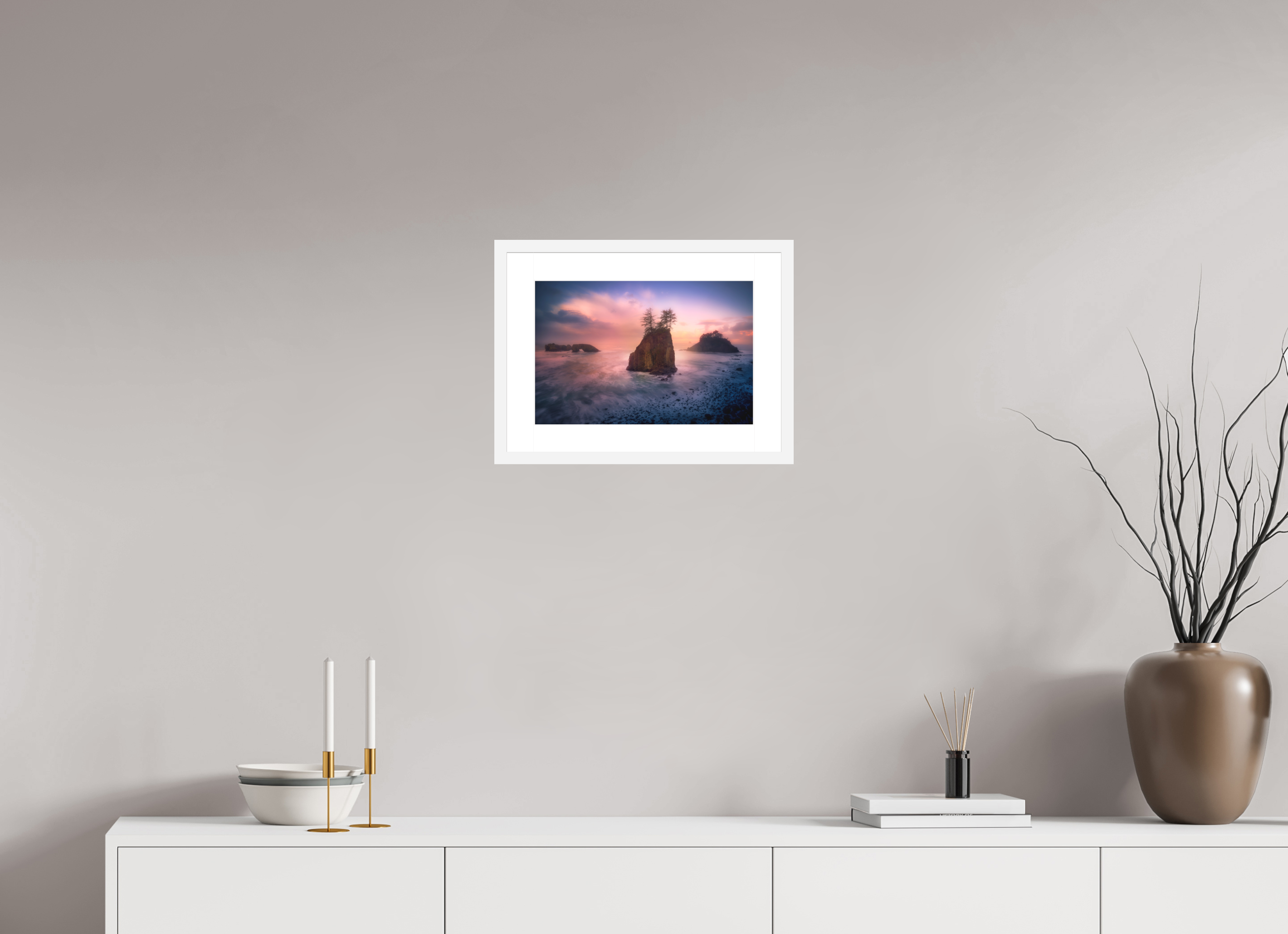 15 x 10″, Passe-Partout White Frame The Oregon Coast: Secret Beach